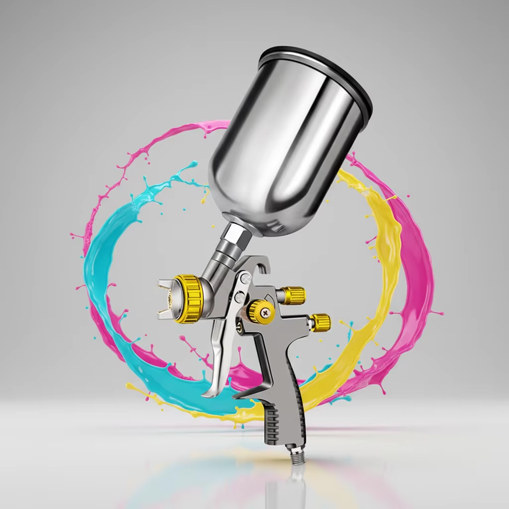 High Precision LVLP Automotive Refinishing Spray Gun with Stainless Steel Gravity Cup