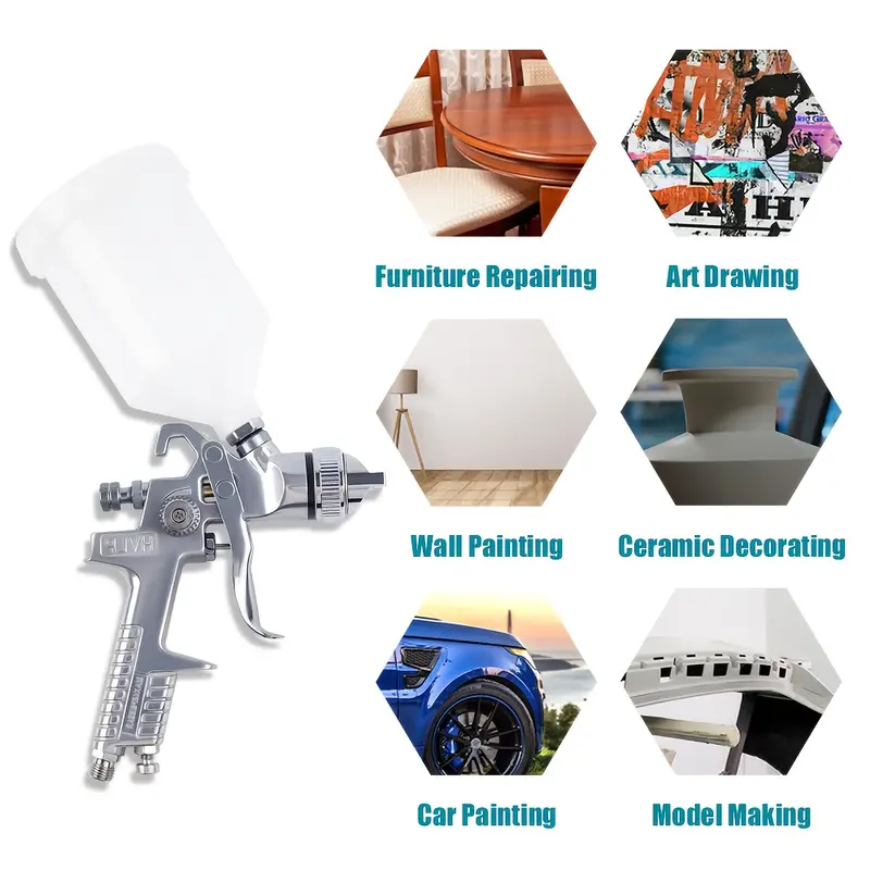 H-827P+H-2000P LVLP Chrome Spray Gun Kit with Plastic Cups