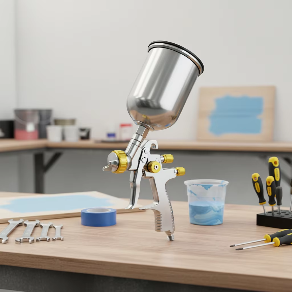 Industrial LVLP Pneumatic Spray Gun with Stainless Steel Gravity Cup for Professional Coating