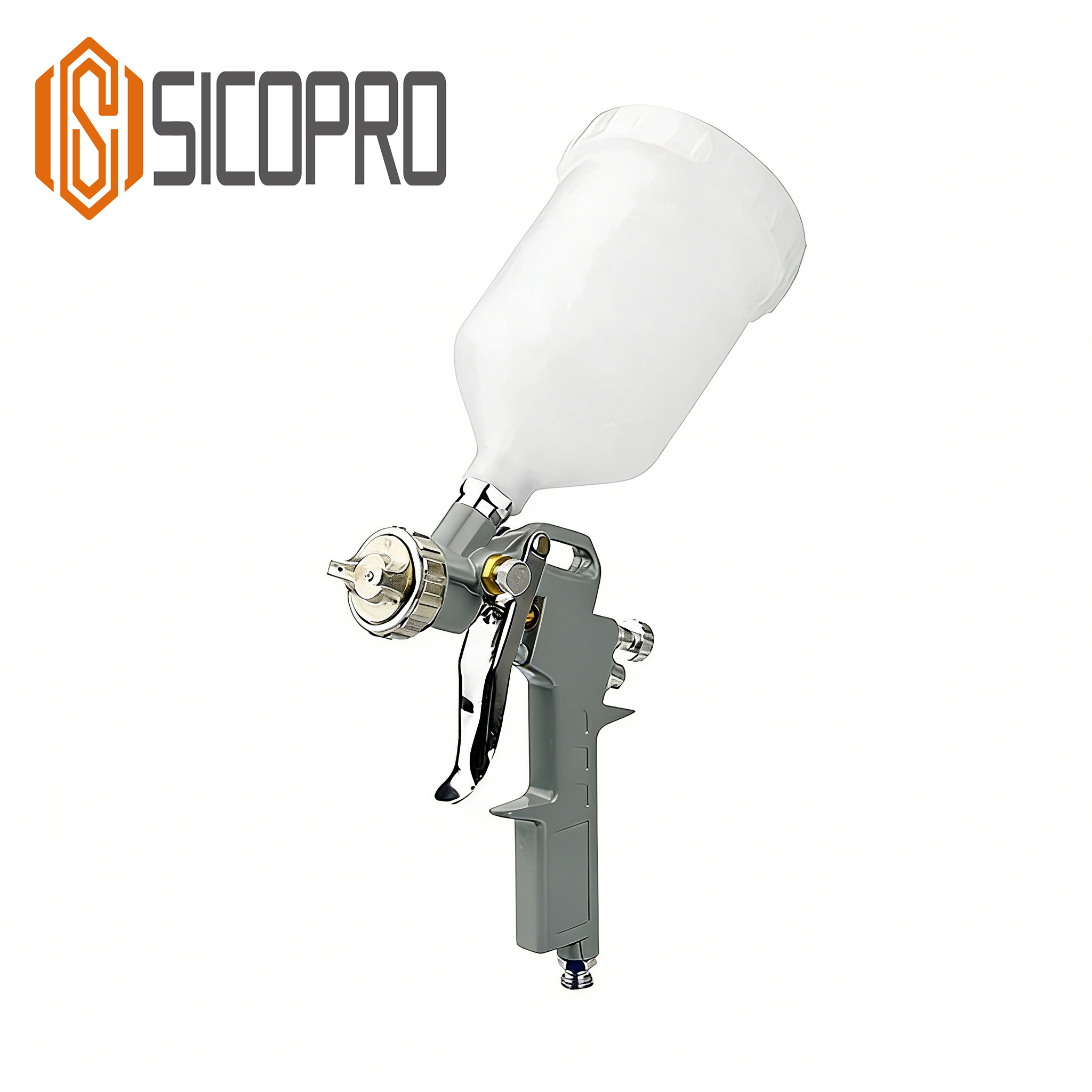 SICOPRO Gray LVLP Gravity Feed Spray Gun for Fine Finish Applications