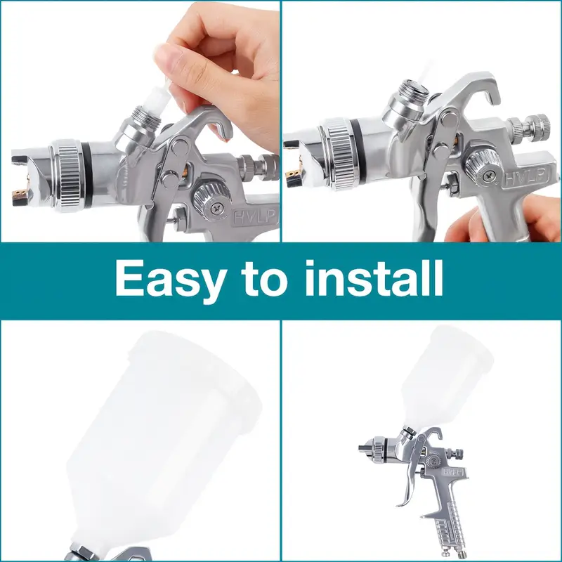 H-827P + H-2000P LVLP Spray Gun Kit with MF-05 Regulator – 2-Piece Gravity Feed Paint Guns with Plastic Cups & Accessories