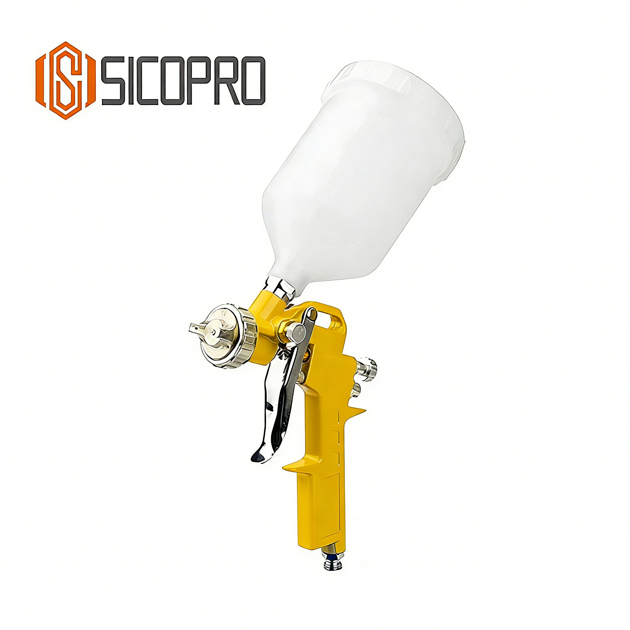 SICOPRO Yellow LVLP Gravity Spray Gun for Professional Paint Applications