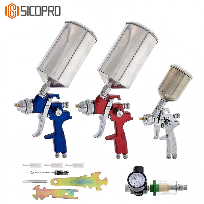 9-Piece HVLP Spray Gun Kit – Professional Set with Multiple Nozzles and Accessories for Automotive & Industrial Use