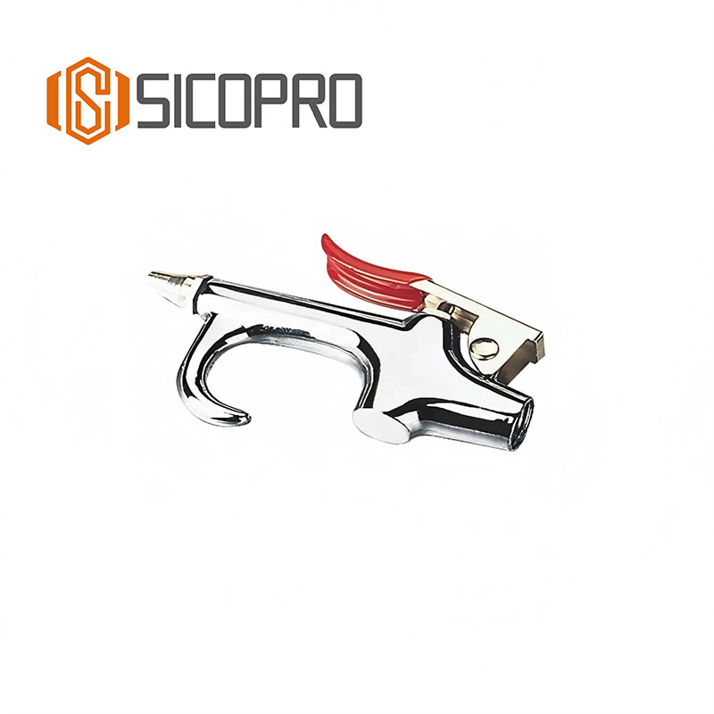 Chrome Air Blow Gun with Red Safety Trigger - SICOPRO