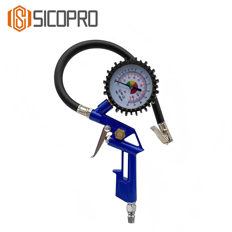 Blue LVLP Spray Gun with Pressure Gauge for Tire Inflating