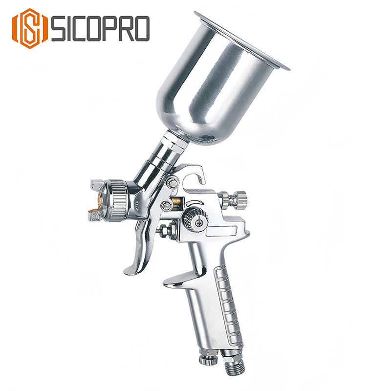 H-2000 LVLP Gravity Spray Gun – Chrome Finish with Precision Control