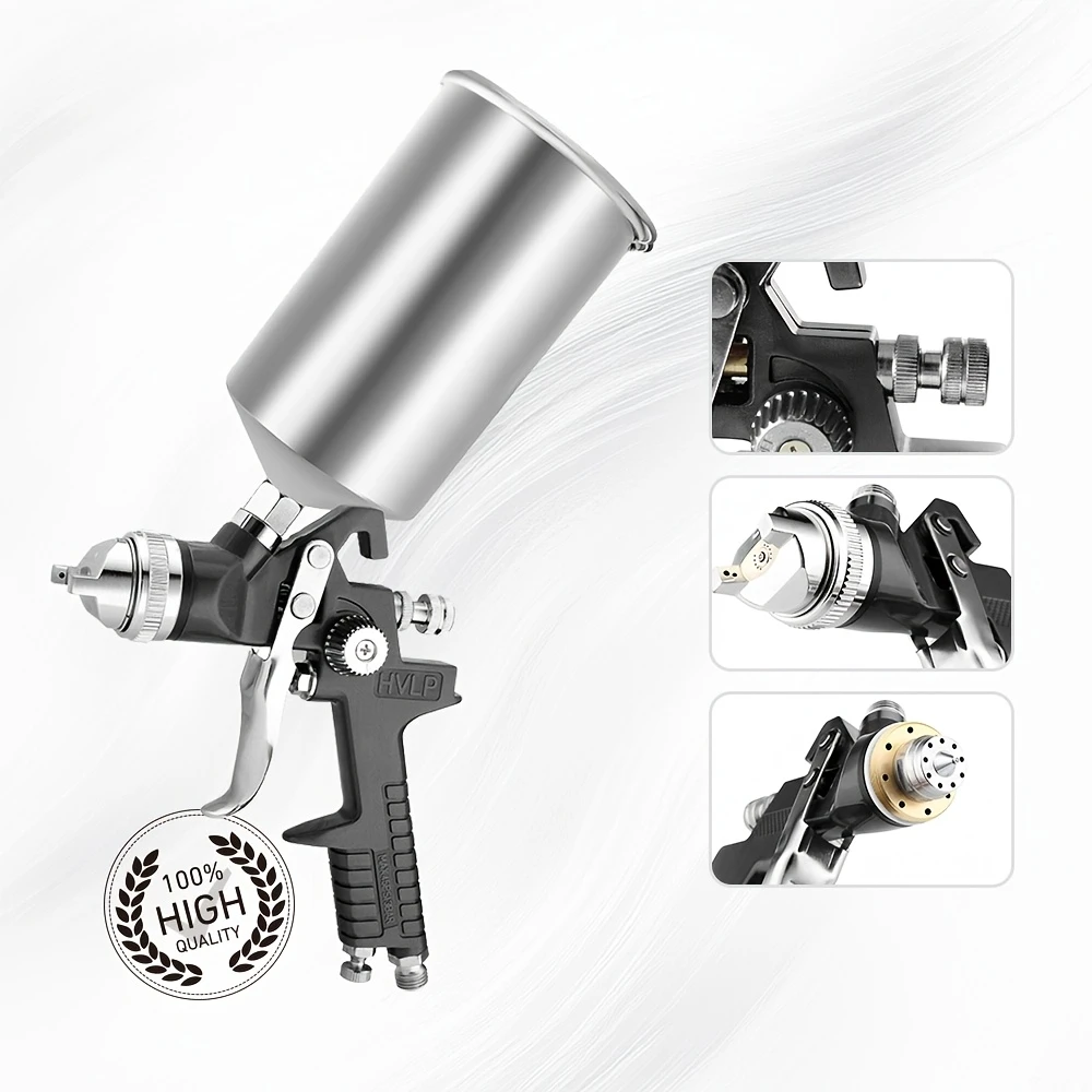 H-827P LVLP Gray Spray Gun Kit with Aluminum Cup