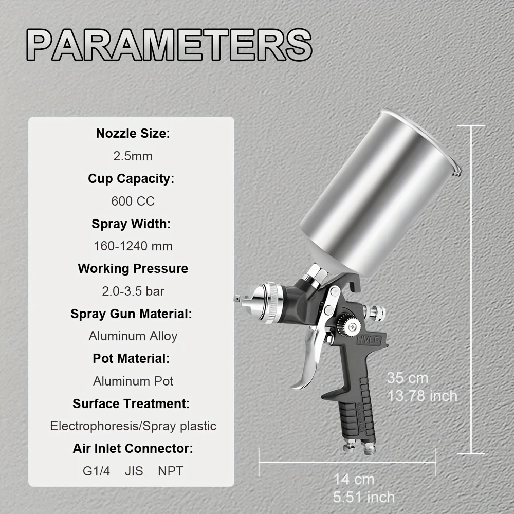 H-827P LVLP Gray Spray Gun Kit with Aluminum Cup