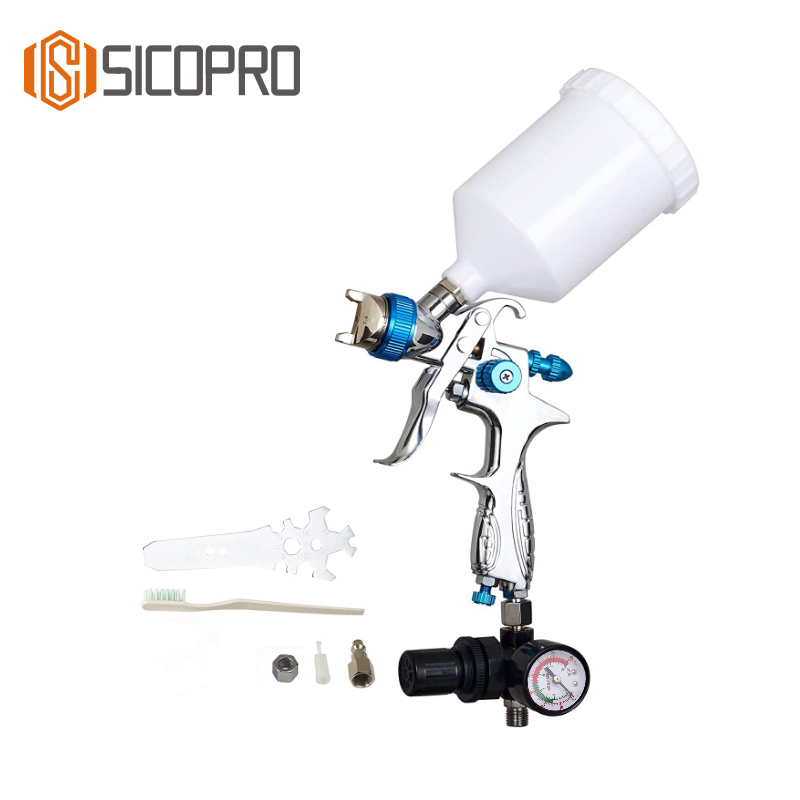 H-887P LVLP Spray Gun Kit with Gauge – Gravity Feed Automotive Paint Gun