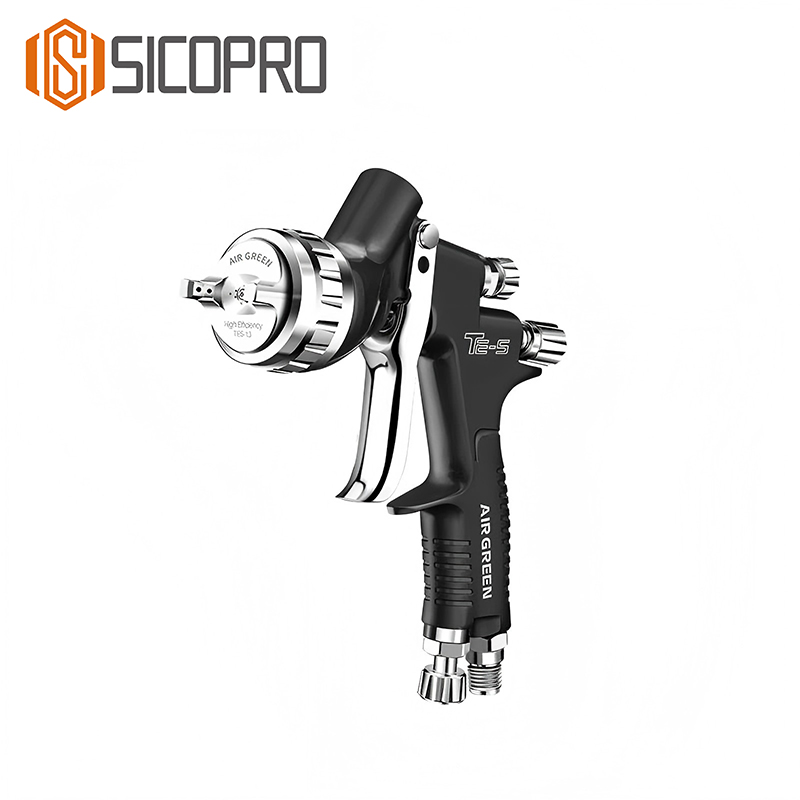 TE-S Black LVLP Spray Gun - High Precision Automotive Paint Tool