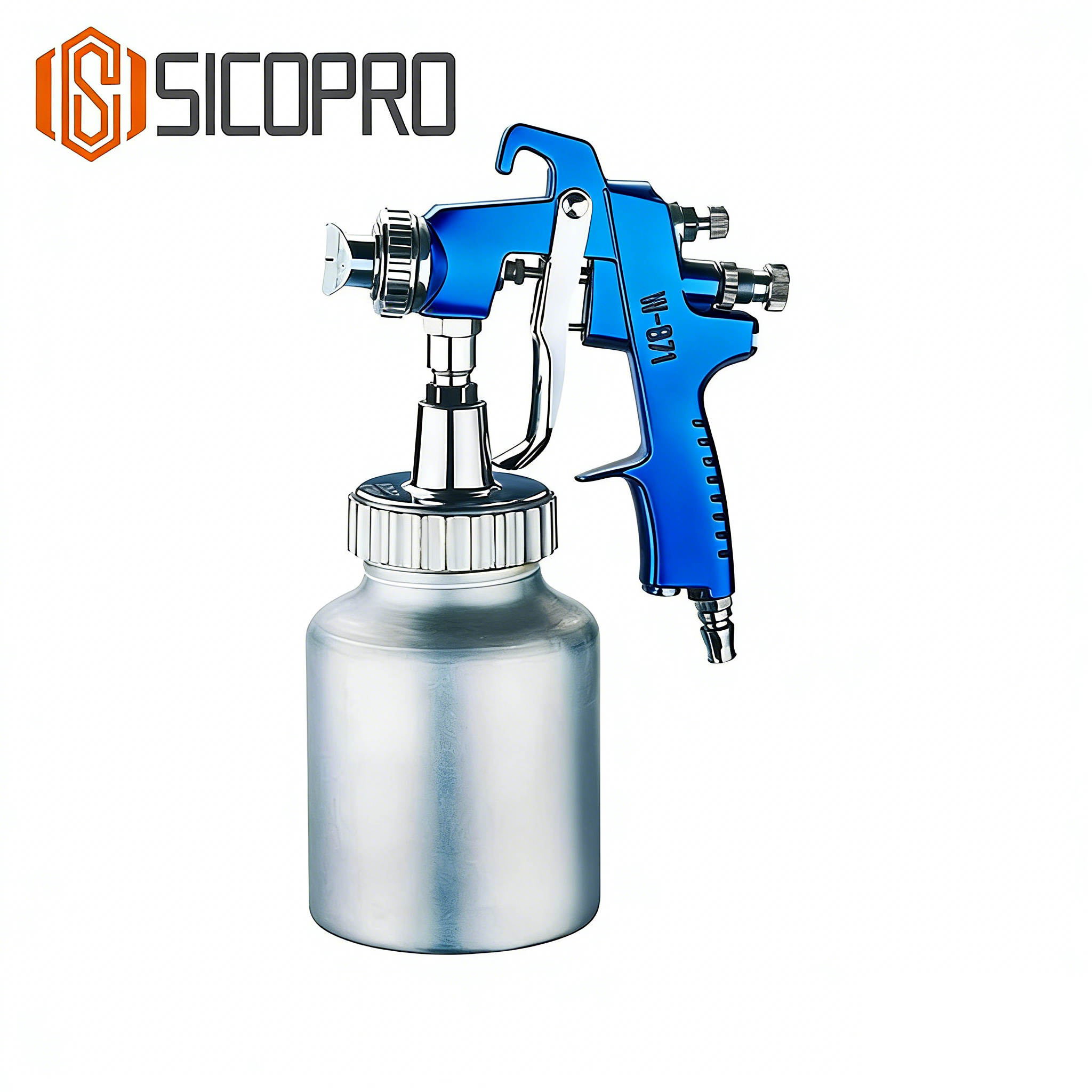 SICOPRO W-871 Blue LVLP Spray Gun - Efficient Low Pressure Air Paint Gun for Auto Body & Furniture
