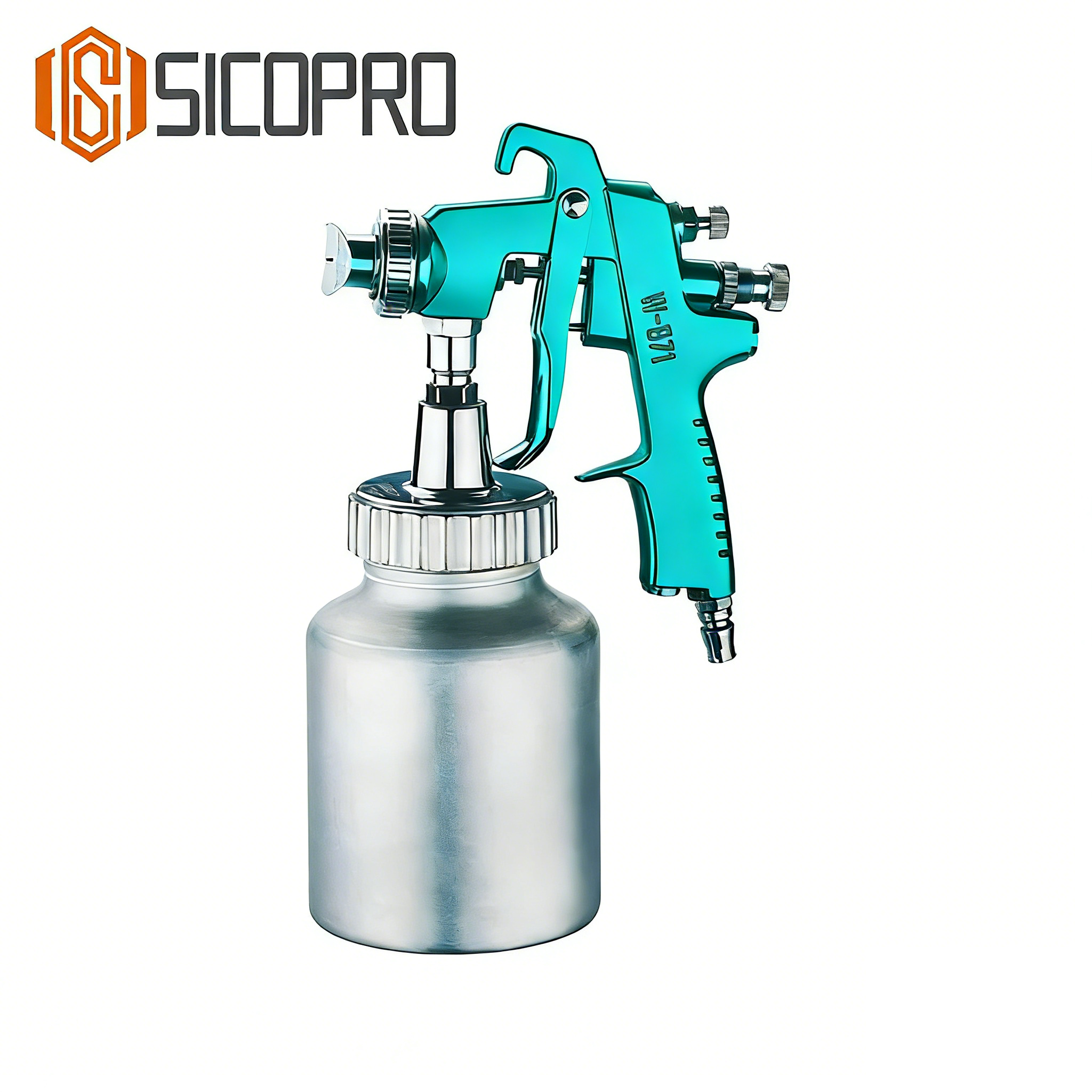 SICOPRO W-871 Cyan LVLP Spray Gun - Precision Low Pressure Paint Sprayer for Automotive & Furniture Work