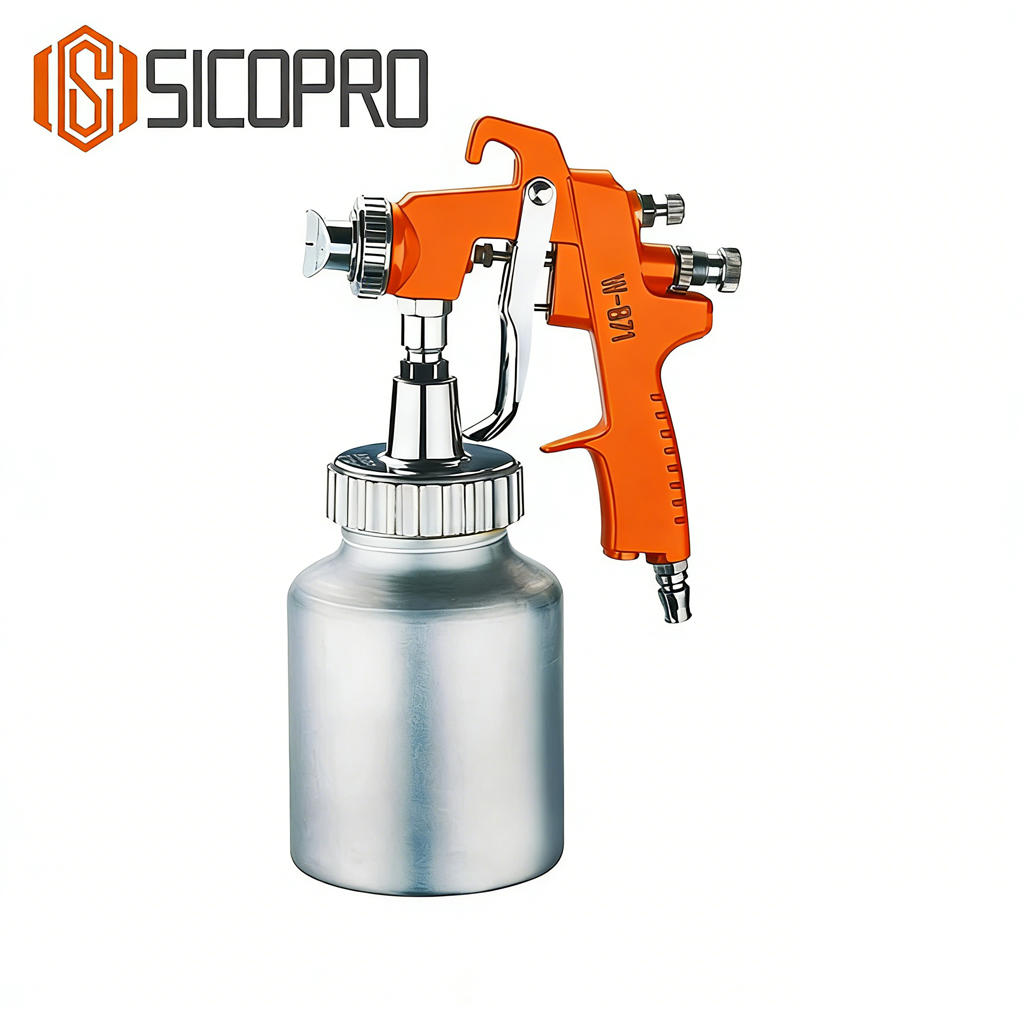 SICOPRO W-871 Orange LVLP Spray Gun - Professional Refinish Paint Sprayer for Automotive & Industrial Use