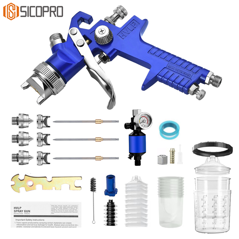 H-827P Blue LVLP Spray Gun Kit with MF-10 Regulator & Disposable Cup System