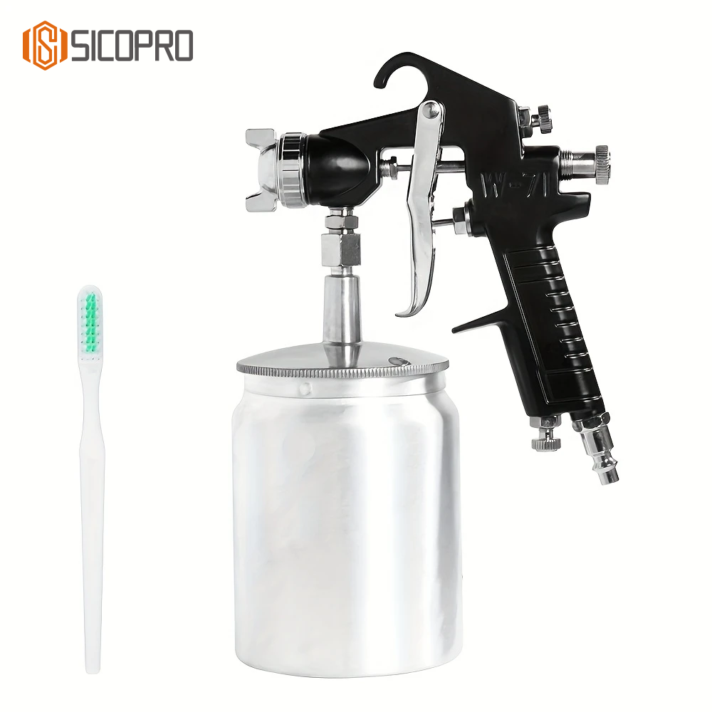 W-71S LVLP Spray Gun with 1000ml Aluminum Cup – High Transfer Efficiency Pneumatic Paint Gun