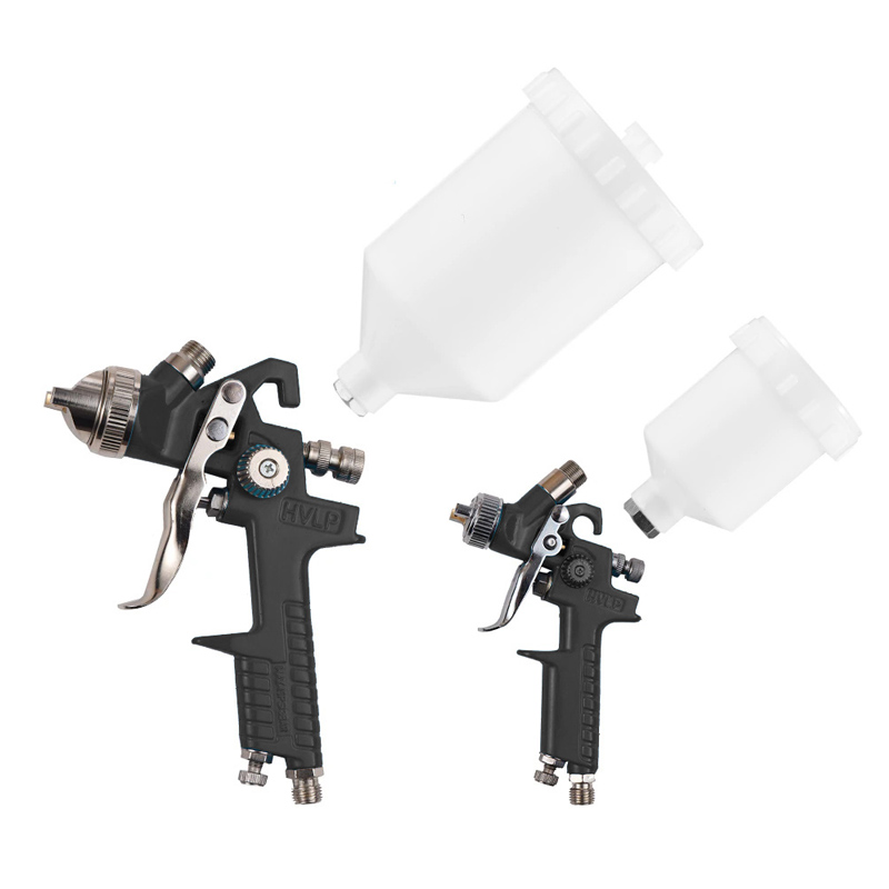 H-827P+H-2000P LVLP Black Spray Gun Kit with Plastic Cups and Hard Case