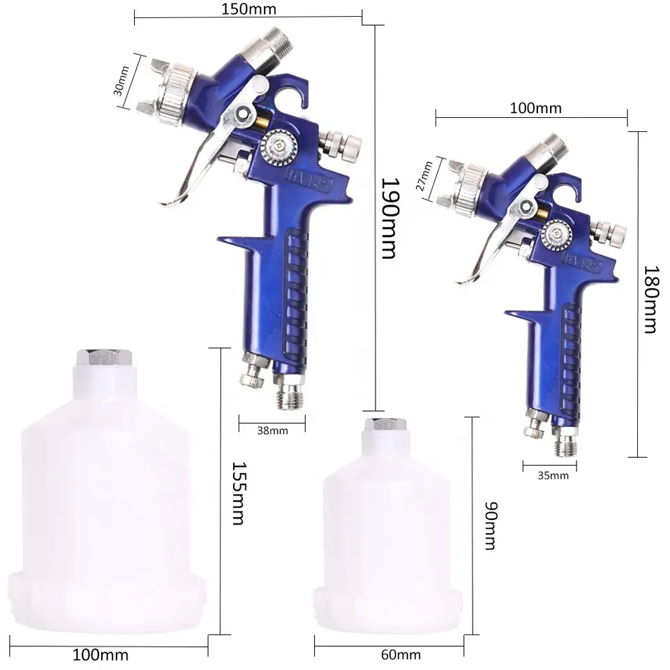 H-827P+H-2000P LVLP Spray Gun Kit with Plastic Cups and Case