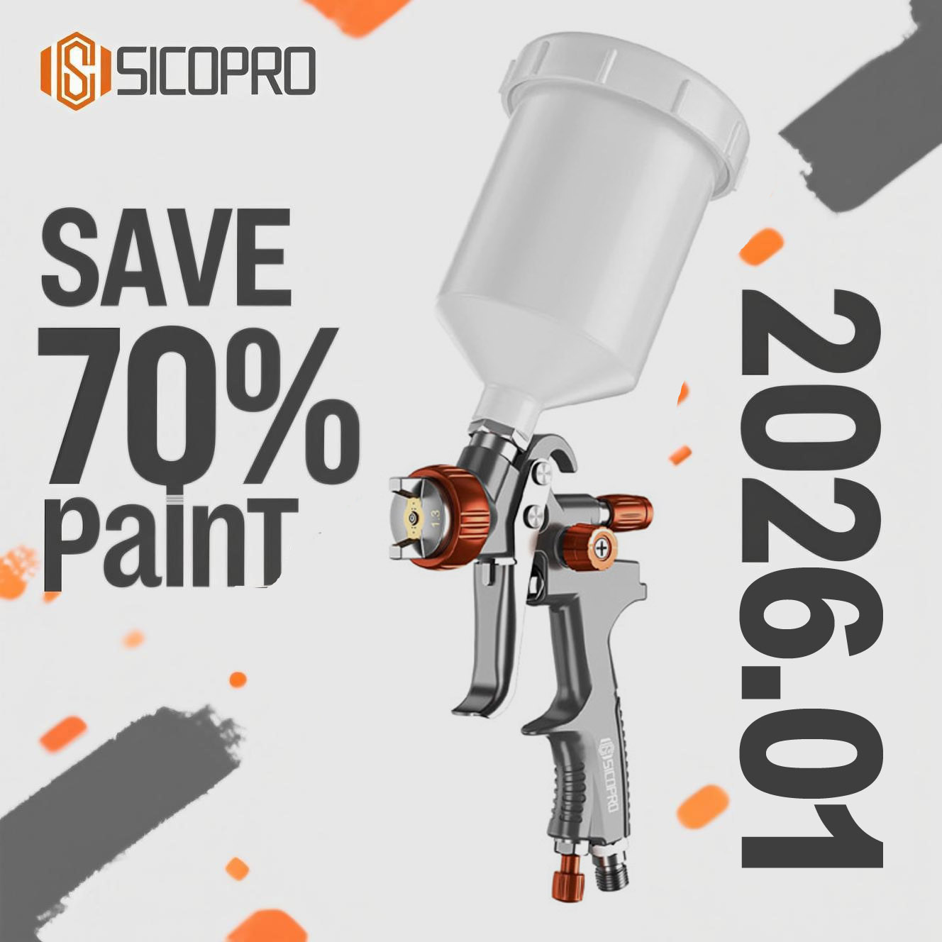 SICOPRO LVLP Spray Gun Kit 1.3/1.4/1.8mm Nozzles with 600ml Cup and Regulator for Automotive & Furniture Painting