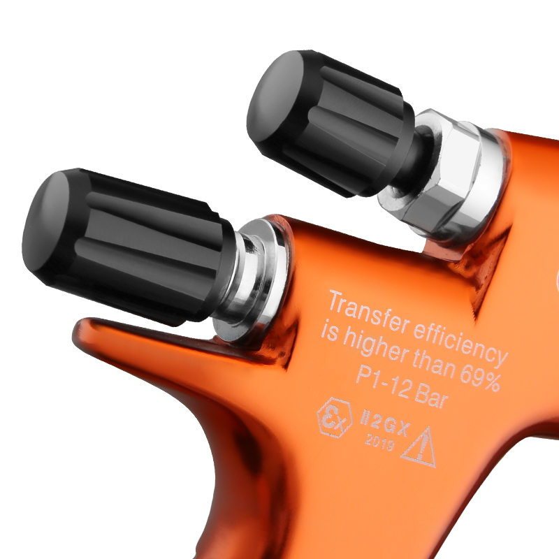 SICOPRO TES LVLP Spray Gun – Orange Gravity Feed Paint Gun with Cup for Automotive & Industrial Coating