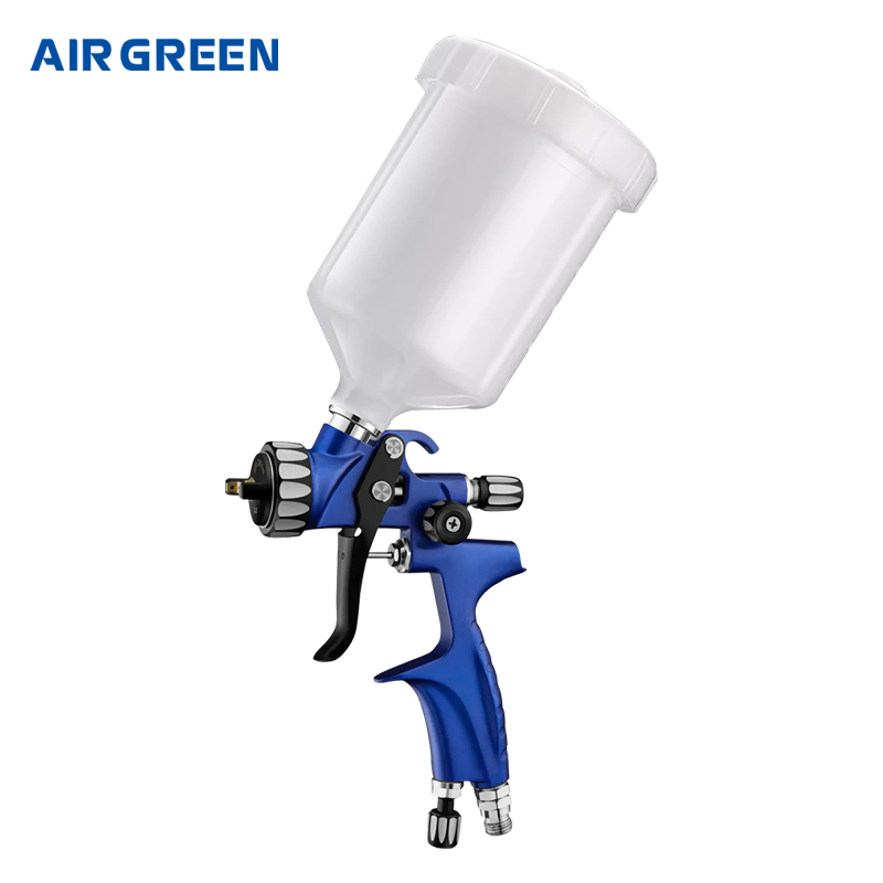 AirGreen Blue HVLP Gravity Spray Gun – Professional Ergonomic Paint Tool 1.3mm/1.4mm/1.5mm