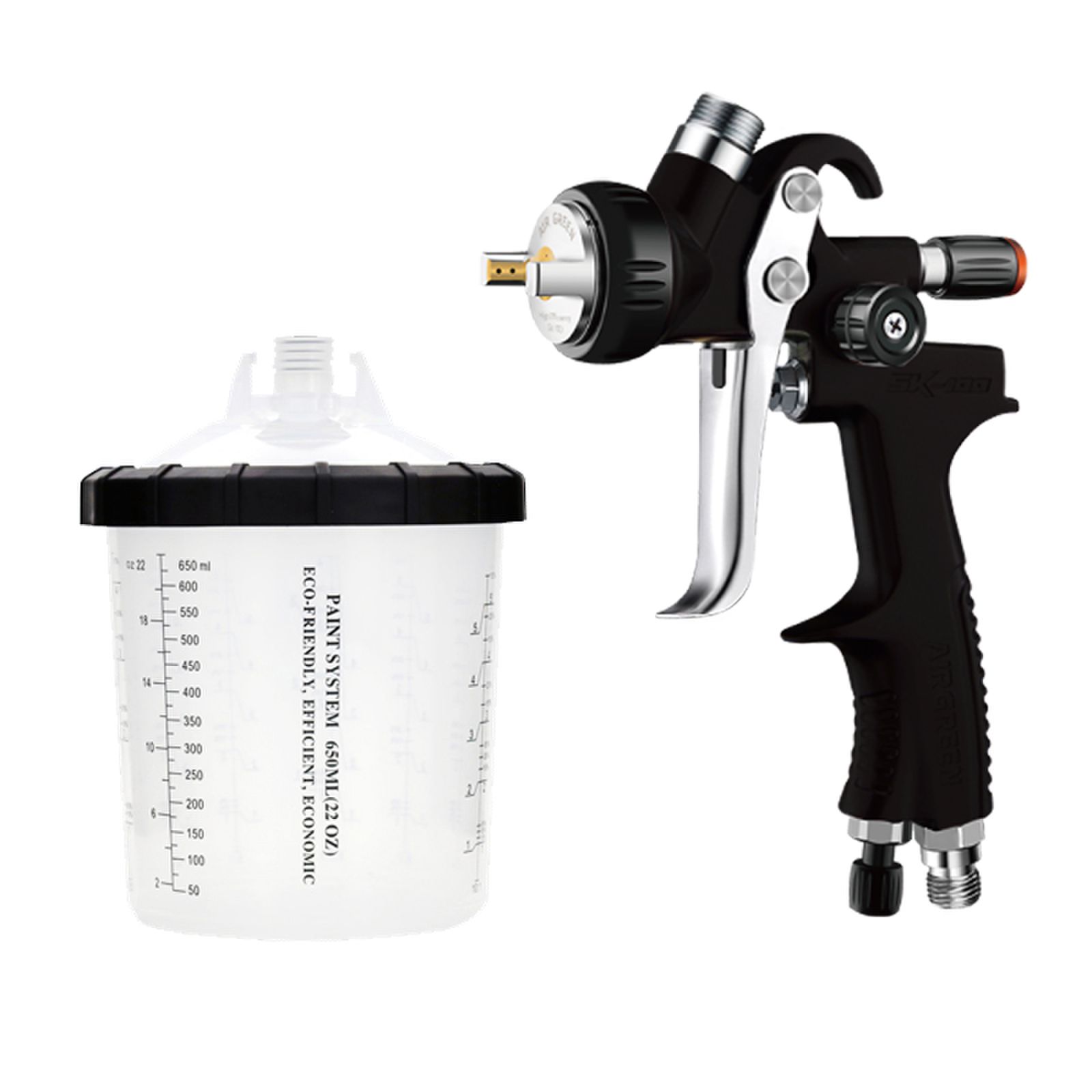 SK-100 LVLP Professional Refinish Spray Gun with 650ml PPS Cup