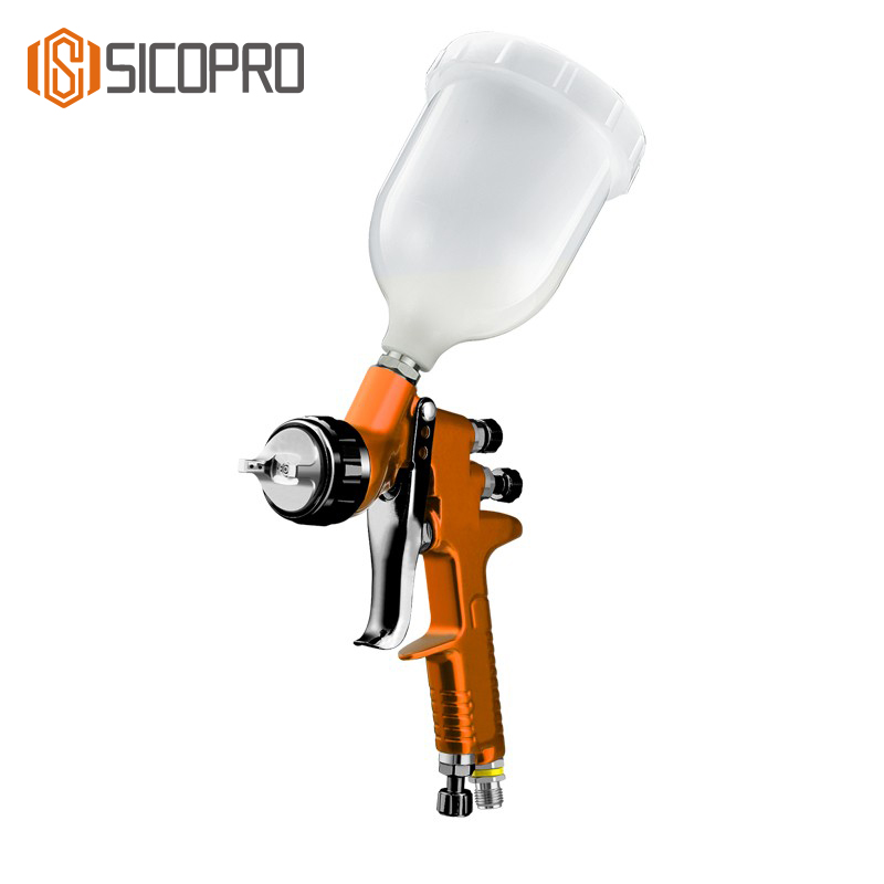 SICOPRO TE LVLP Spray Gun – Orange Gravity Feed Paint Gun with Cup for Automotive, Wood, and Industrial Use