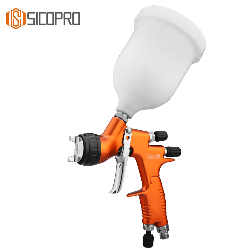 SICOPRO TES LVLP Spray Gun – Orange Gravity Feed Paint Gun with Cup for Automotive & Industrial Coating