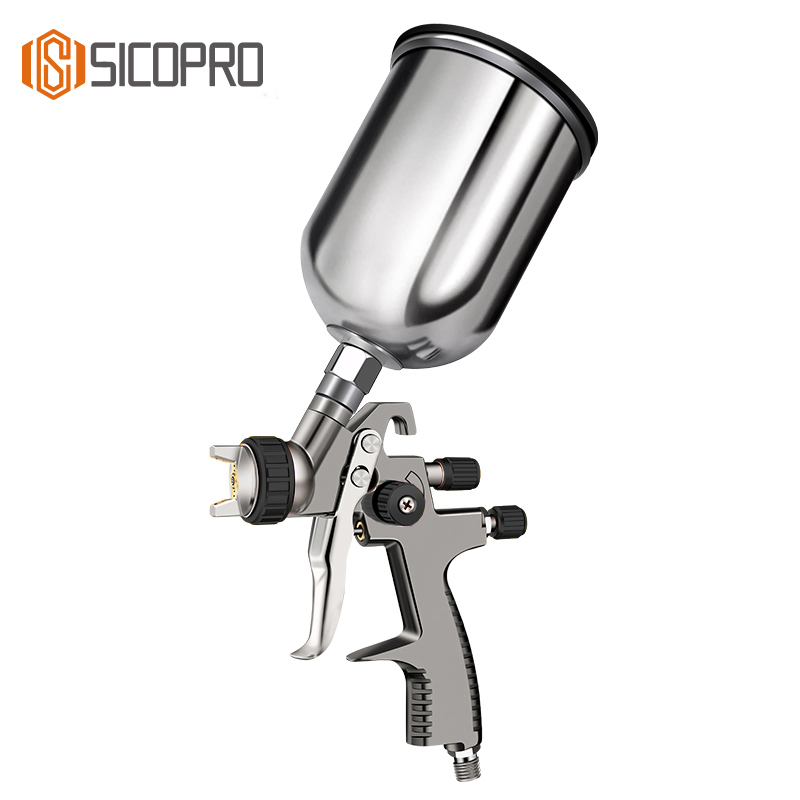 Sicopro SK-2011 LVLP Spray Gun with Black Aluminum Cup 600ml – Professional Gravity Feed Paint Gun