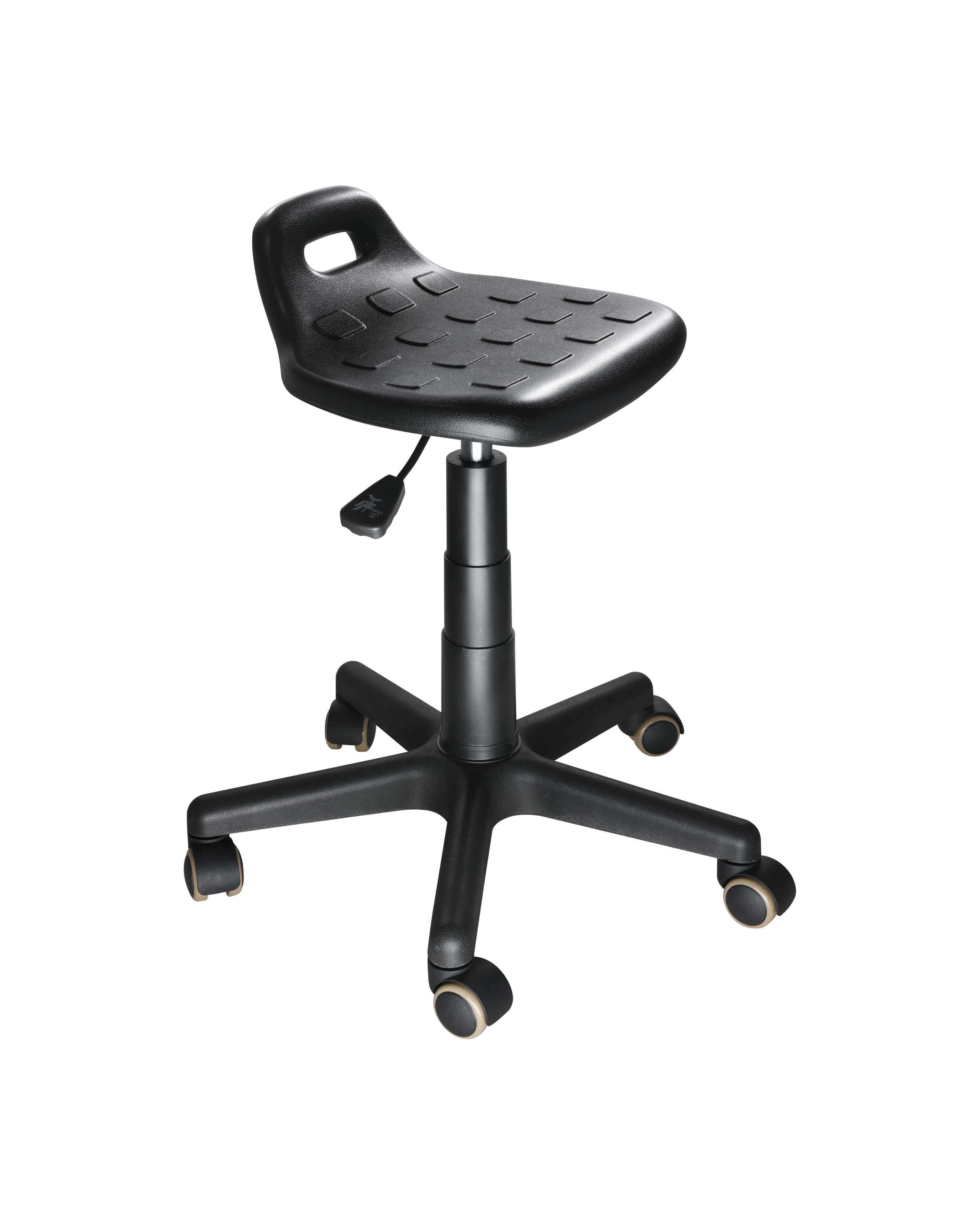 Industrial Polyurethane Adjustable Chair with Chrome Foot Ring and Casters Laboratory Chair