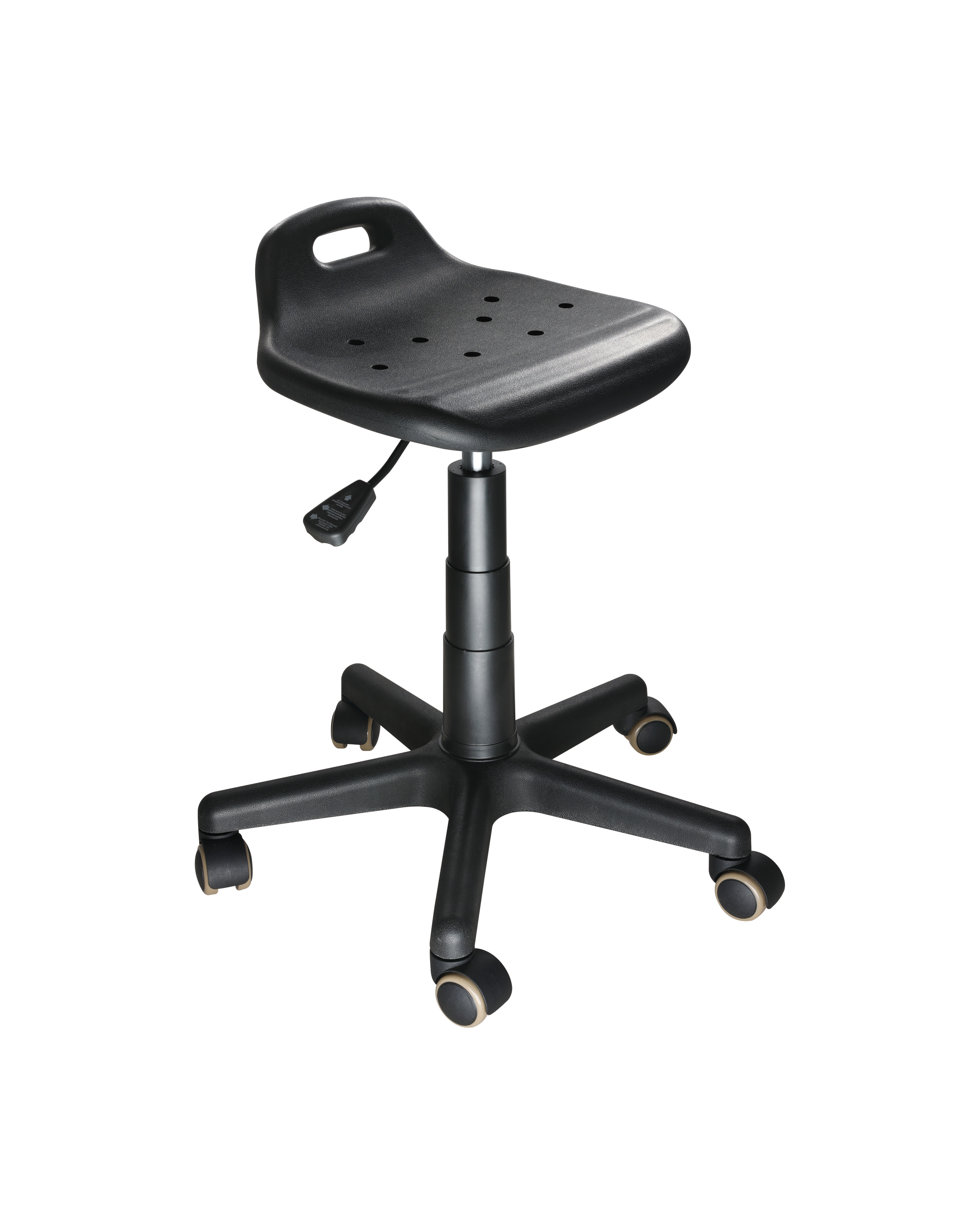 Adjustable Polyurethane Chair with Chrome Foot Ring and Casters Lab Chair