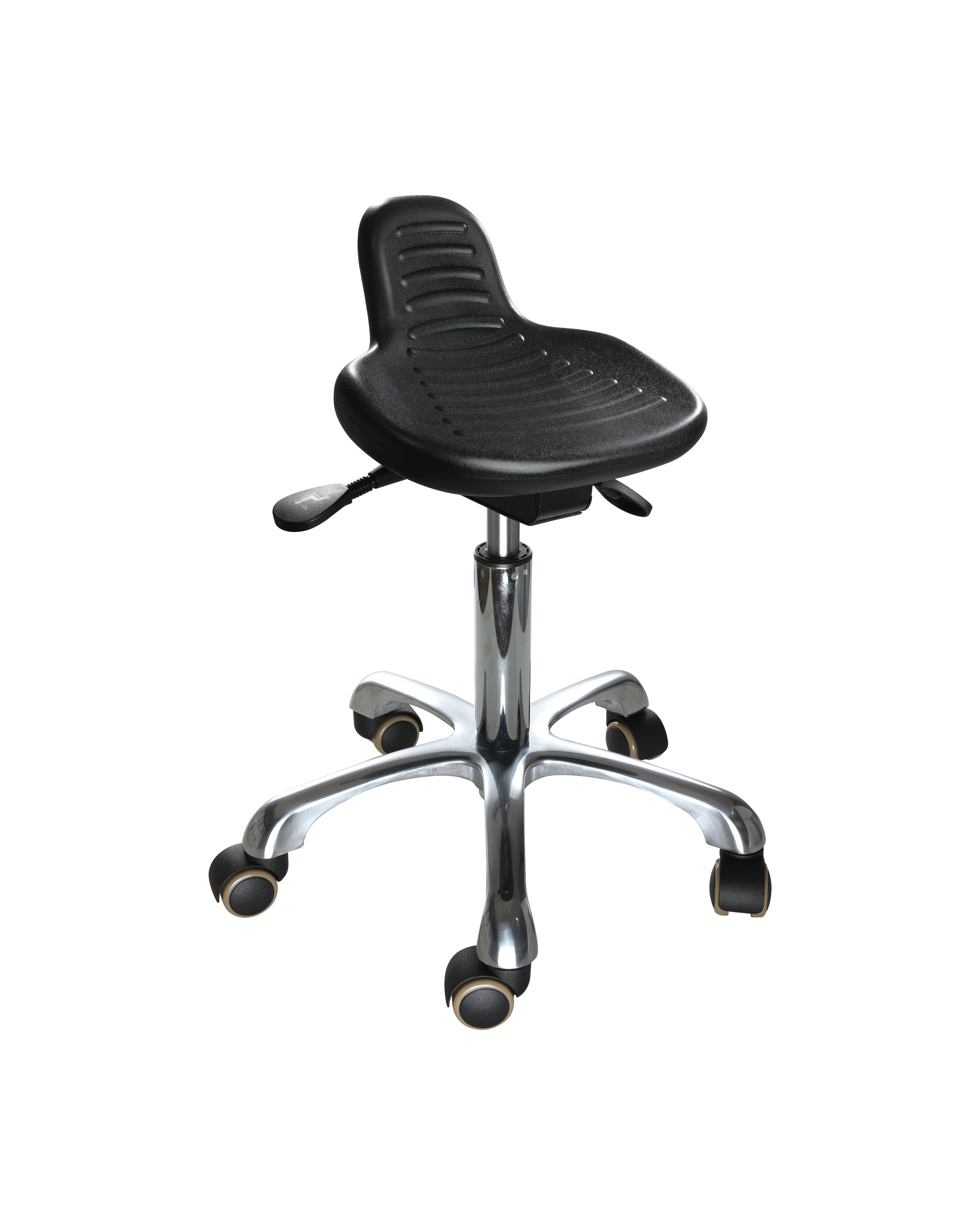 Adjustable Industrial Polyurethane Chair with Chrome Foot Ring Scientific Laboratory Chair