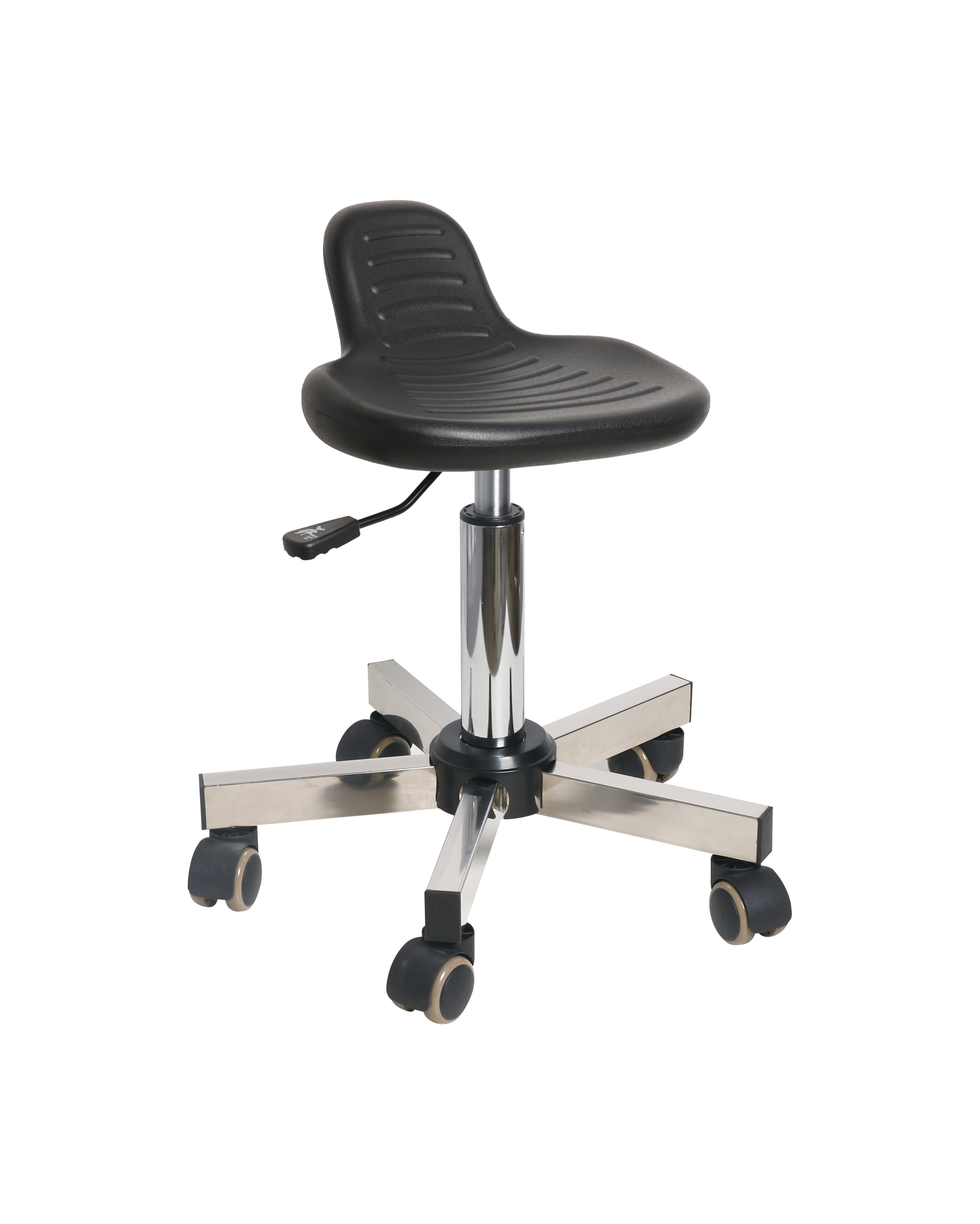 Adjustable Industrial Polyurethane Chair with Chrome Foot Ring Scientific Laboratory Chair