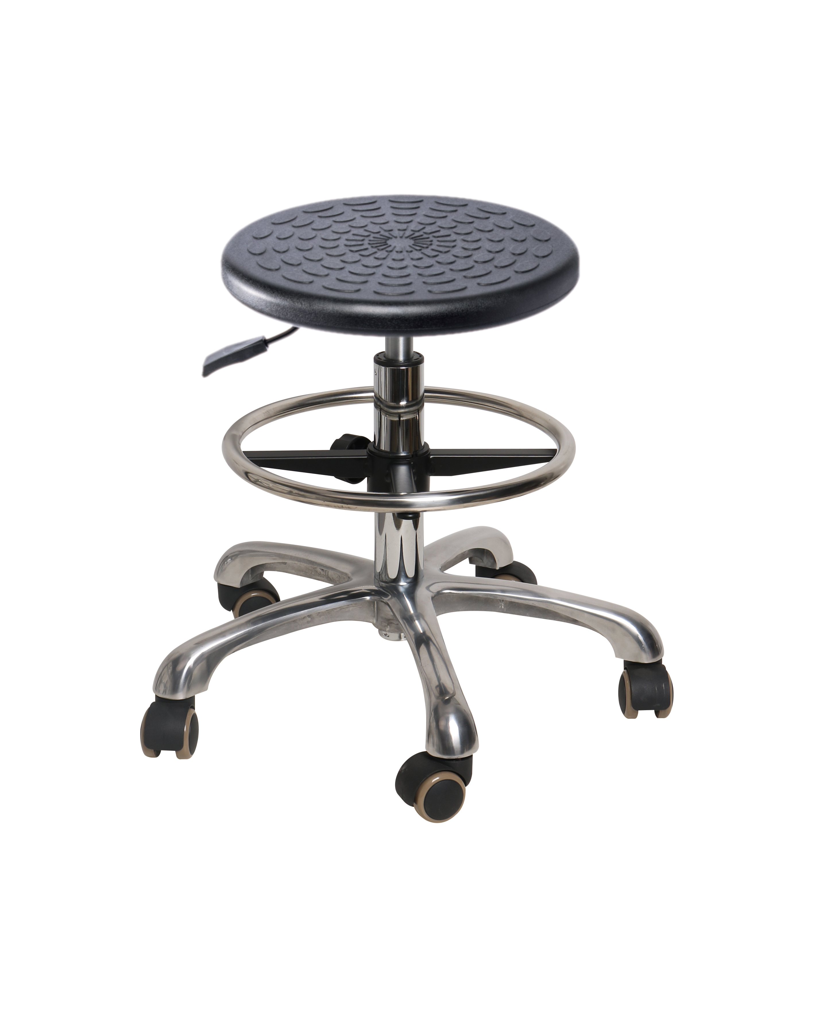 Industrial Polyurethane Chair with Chrome Foot Ring and Smooth Casters Research Lab Chair