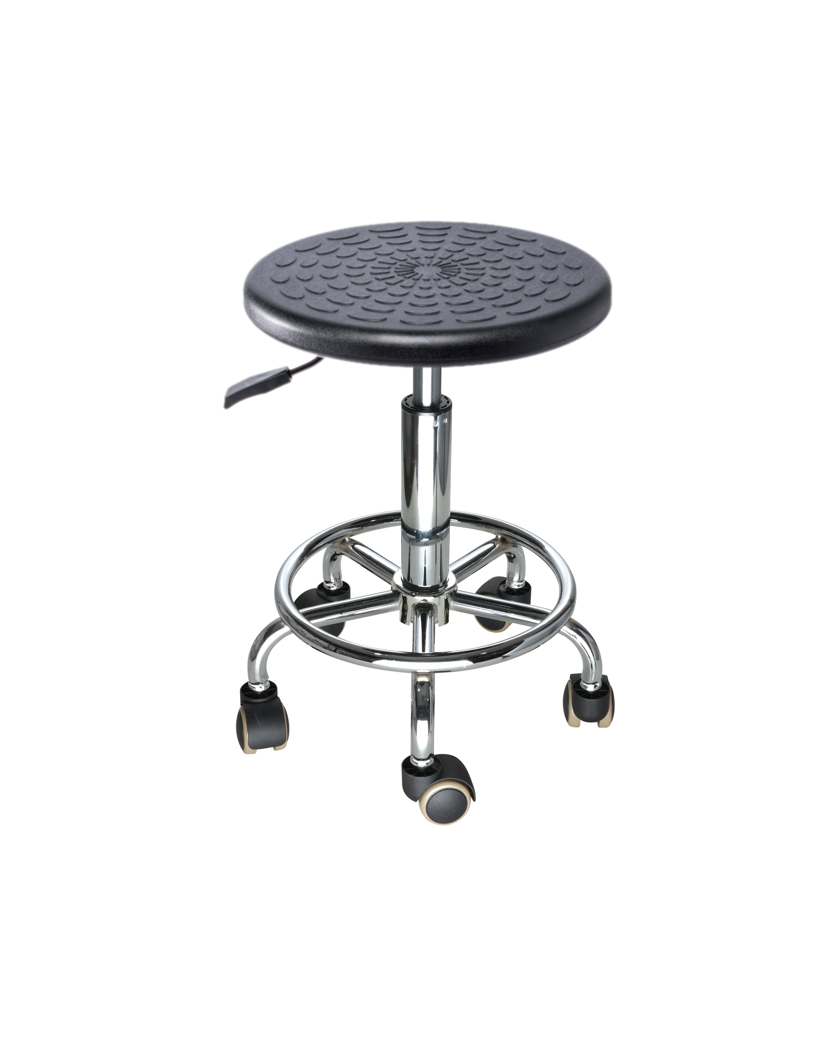 Industrial Polyurethane Chair with Chrome Foot Ring and Smooth Casters Research Lab Chair
