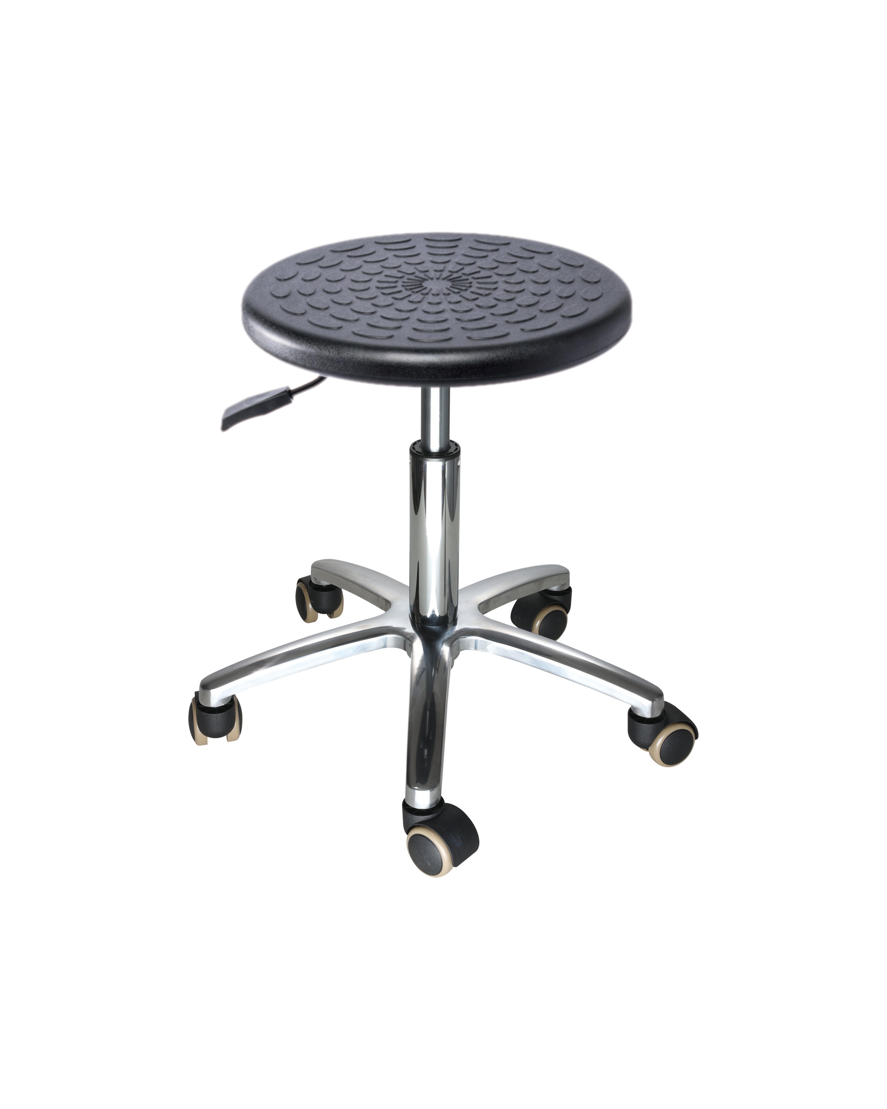 Industrial Polyurethane Chair with Chrome Foot Ring and Smooth Casters Research Lab Chair