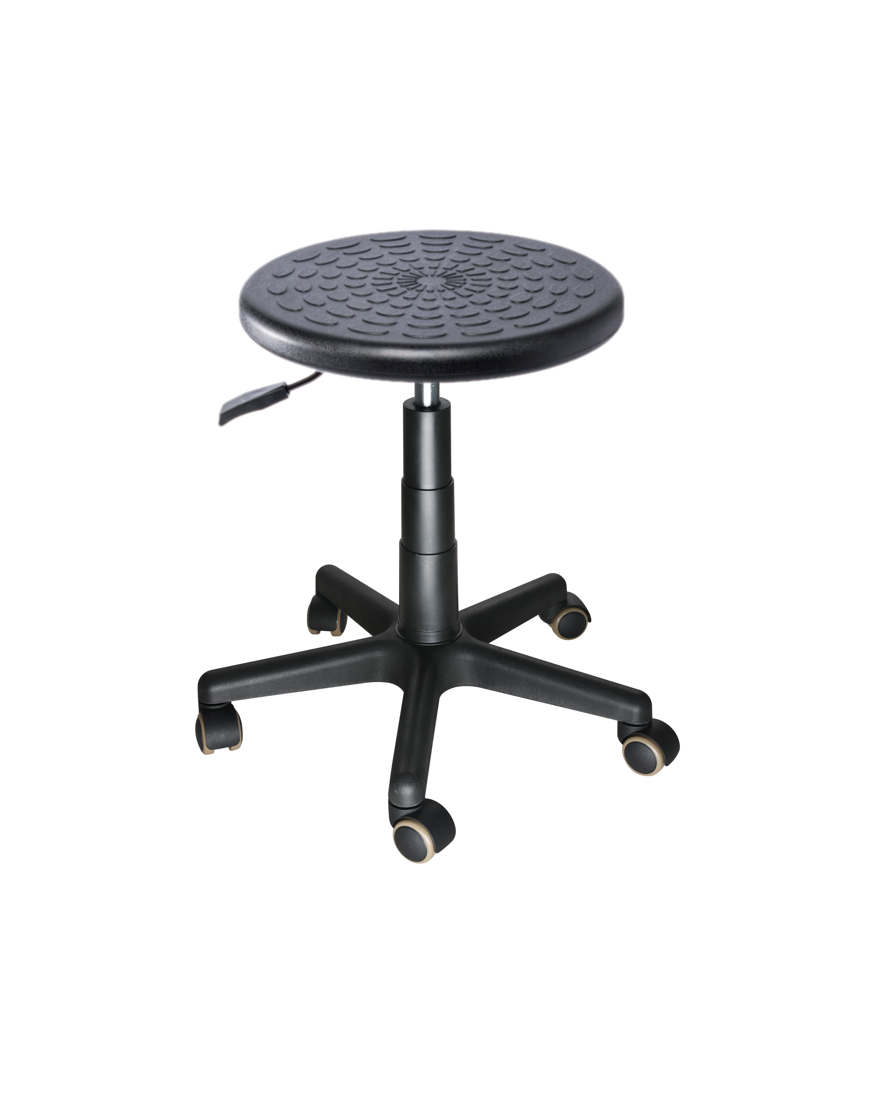 Industrial Polyurethane Chair with Chrome Foot Ring and Smooth Casters Research Lab Chair