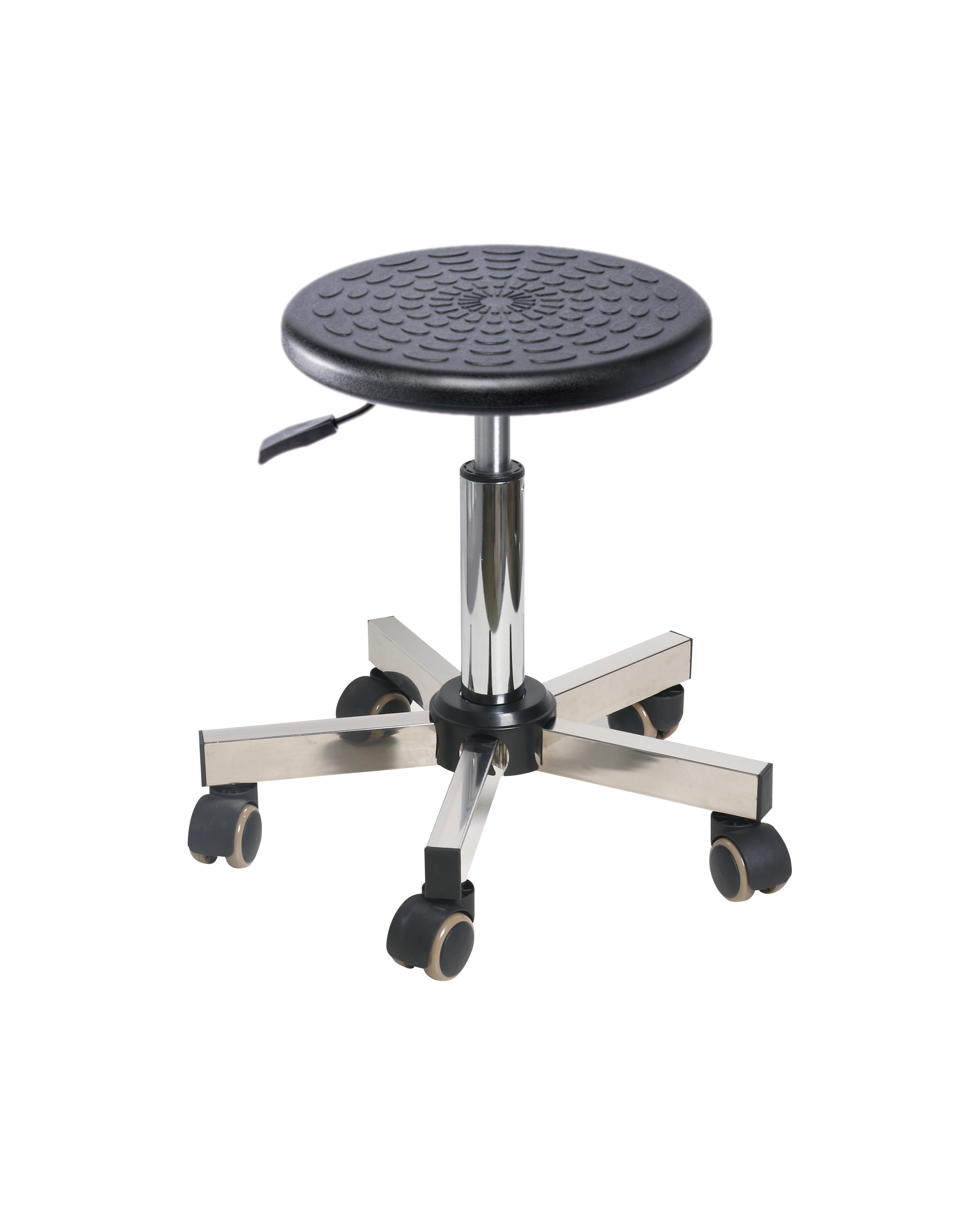 Industrial Polyurethane Chair with Chrome Foot Ring and Smooth Casters Research Lab Chair