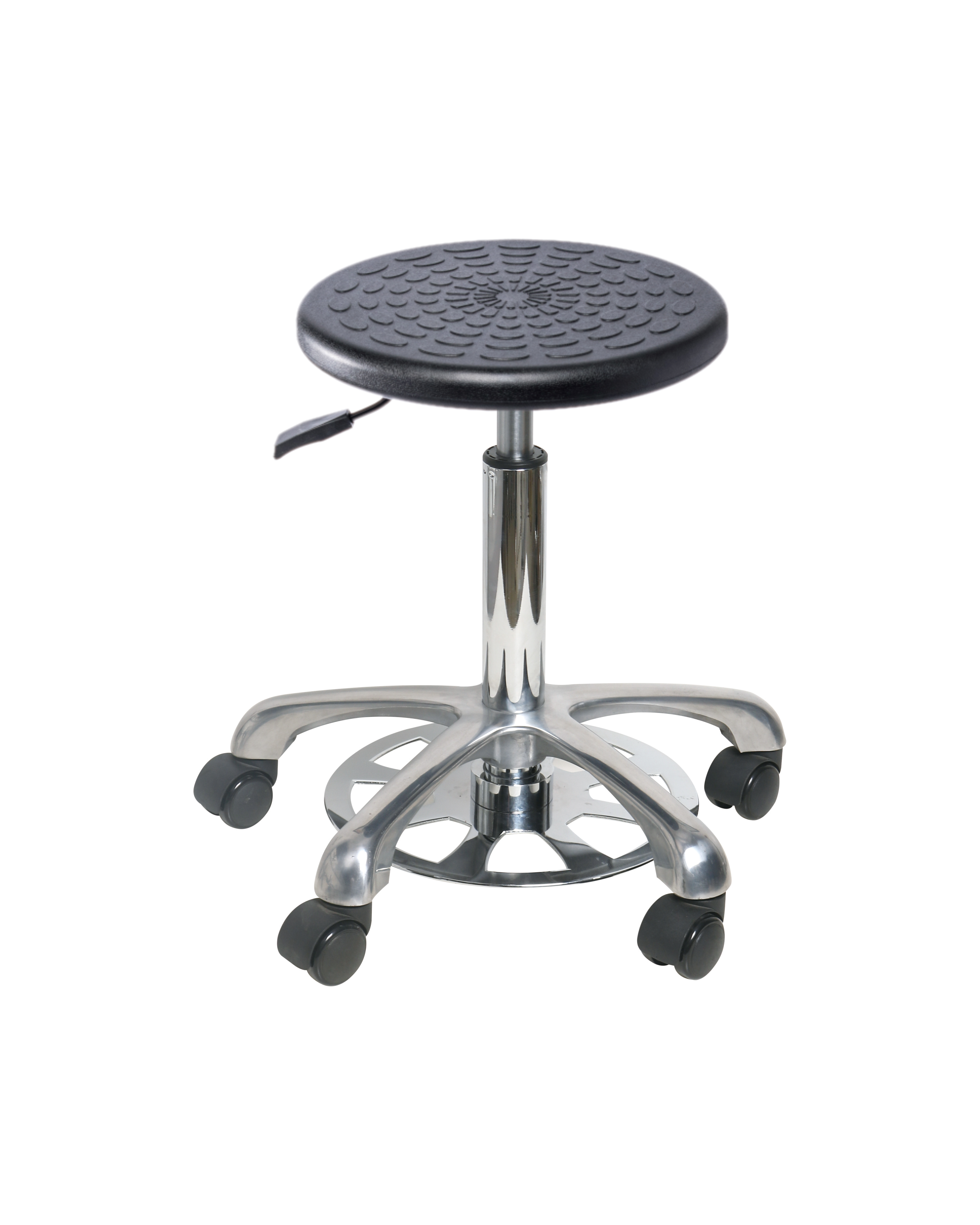 Industrial Polyurethane Chair with Chrome Foot Ring and Smooth Casters Research Lab Chair