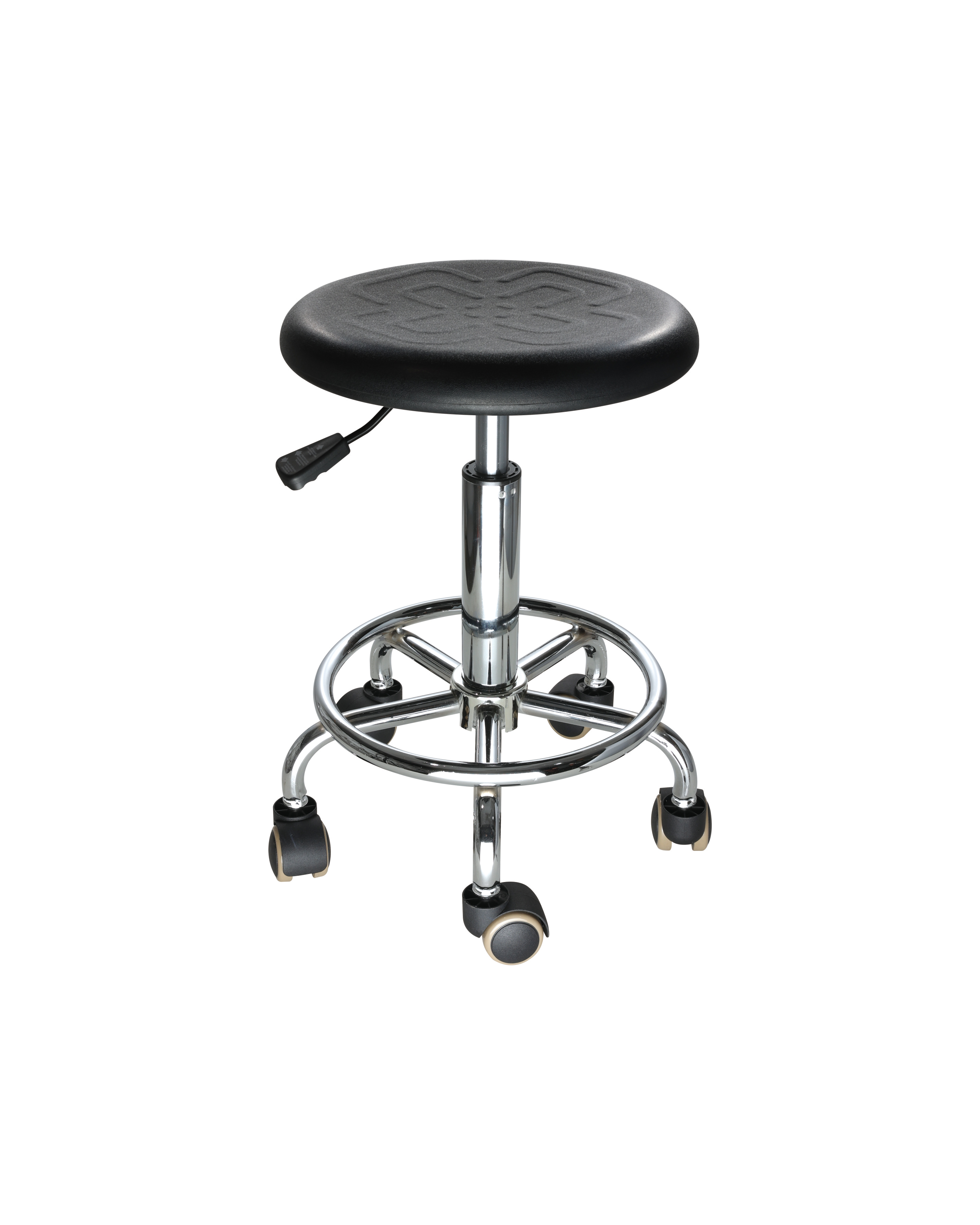 Adjustable Polyurethane Industrial Chair with Chrome Foot Ring Laboratory Seating