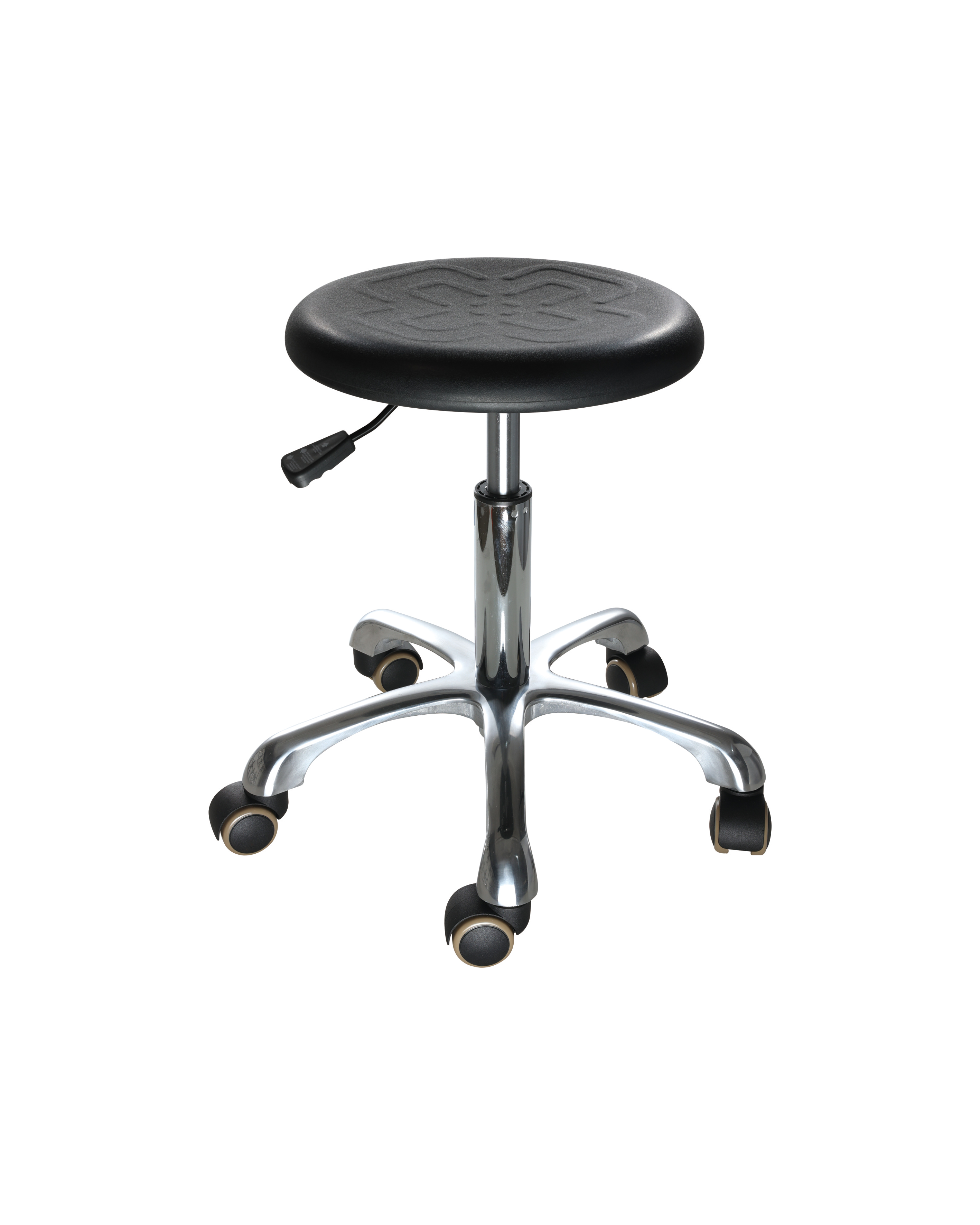 Adjustable Polyurethane Industrial Chair with Chrome Foot Ring Laboratory Seating