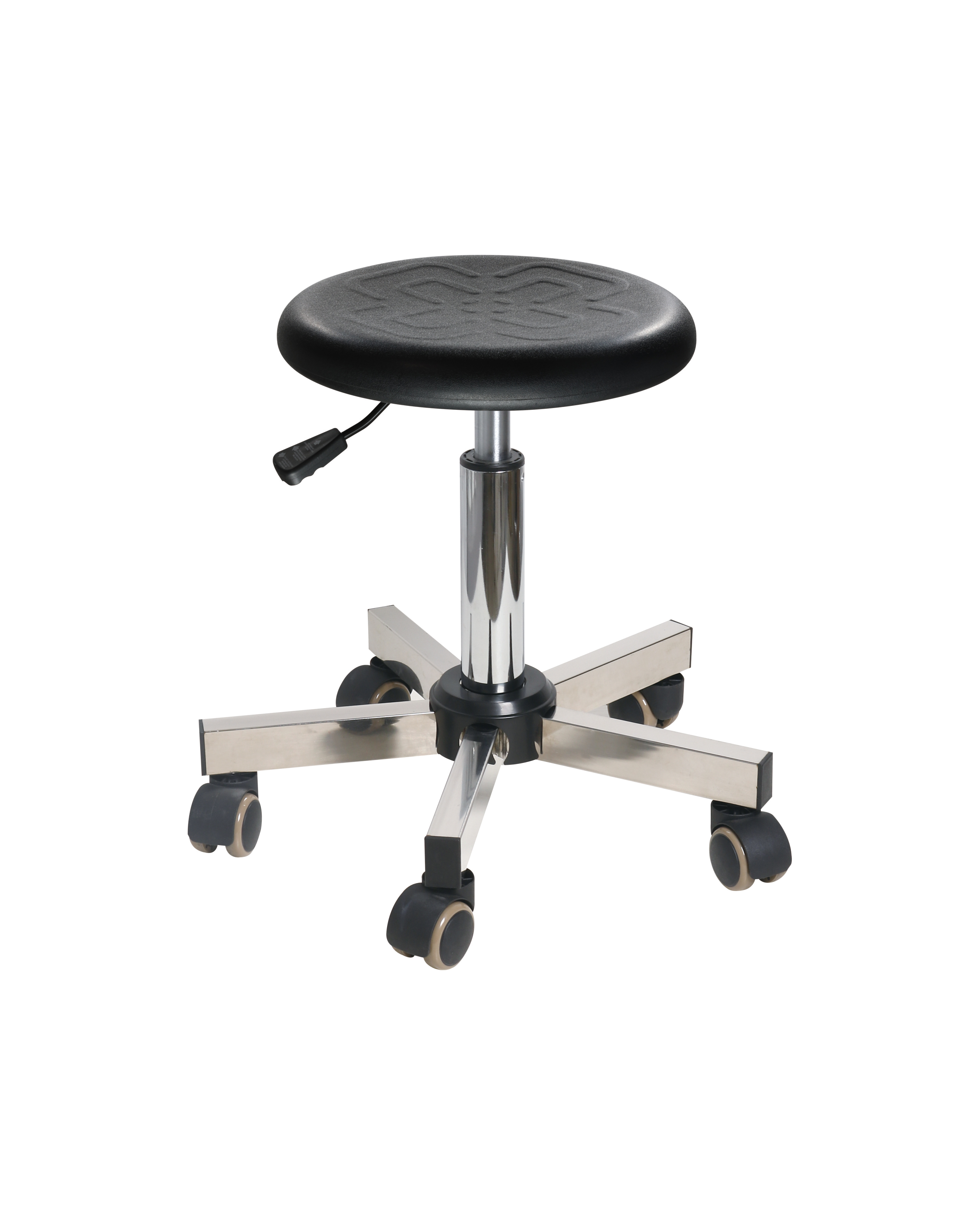 Adjustable Polyurethane Industrial Chair with Chrome Foot Ring Laboratory Seating