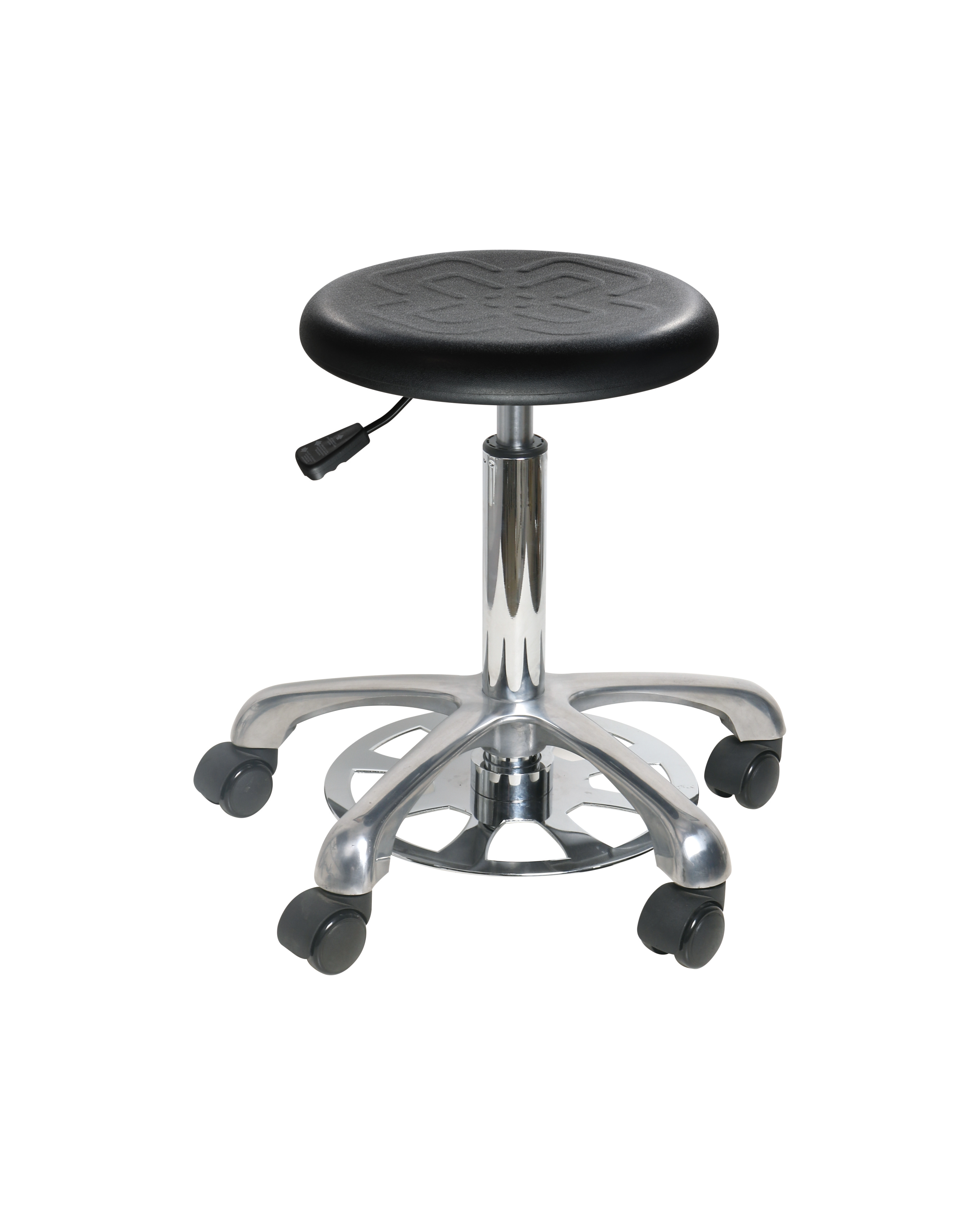 Adjustable Polyurethane Industrial Chair with Chrome Foot Ring Laboratory Seating
