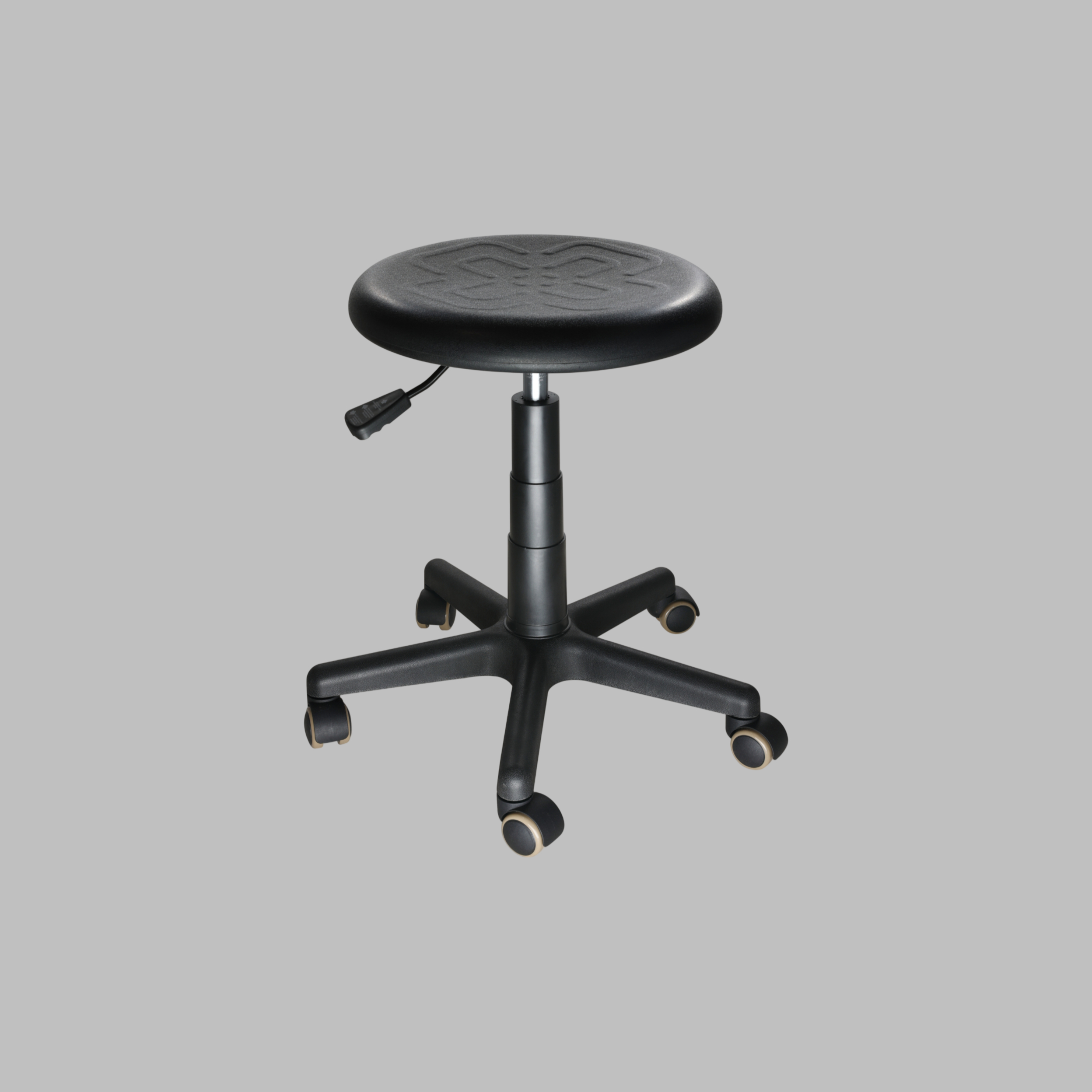 Chrome Foot Ring Industrial PU Laboratory Rolling Stool