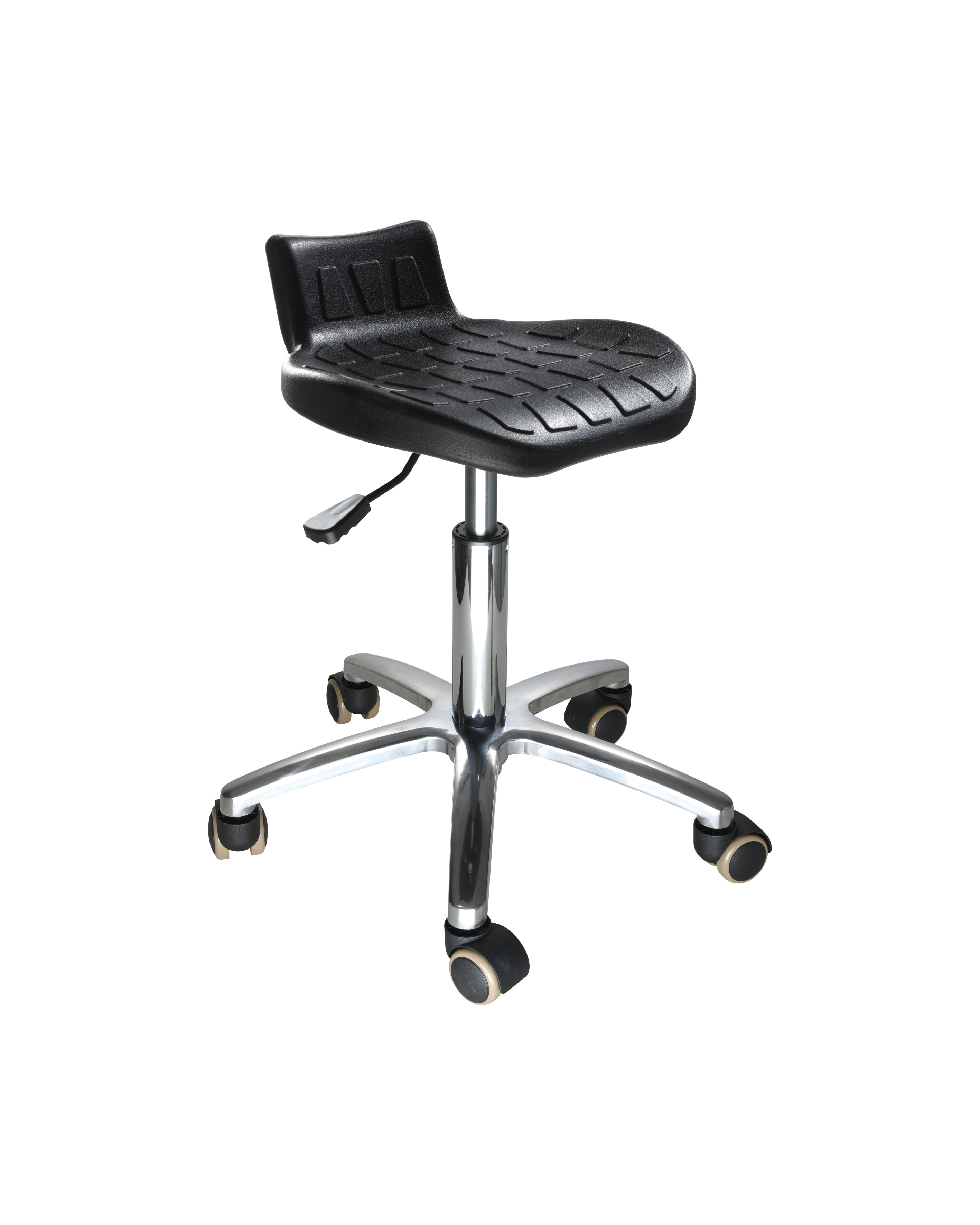 Industrial Lab Chair Polyurethane Seat with Chrome Foot Ring