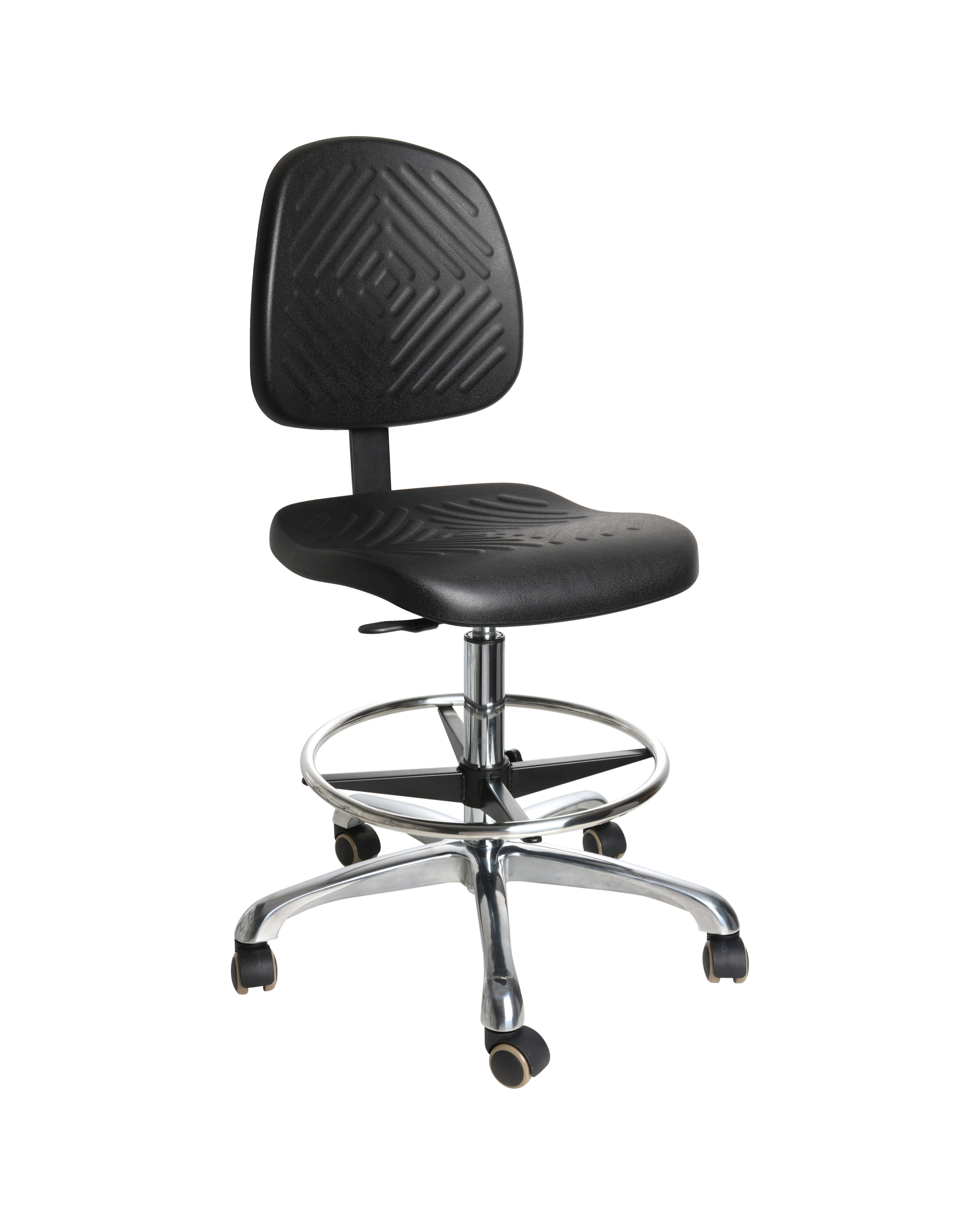 Professional Laboratory Industrial Polyurethane Chair with Chrome Foot Ring Laboratory Chair
