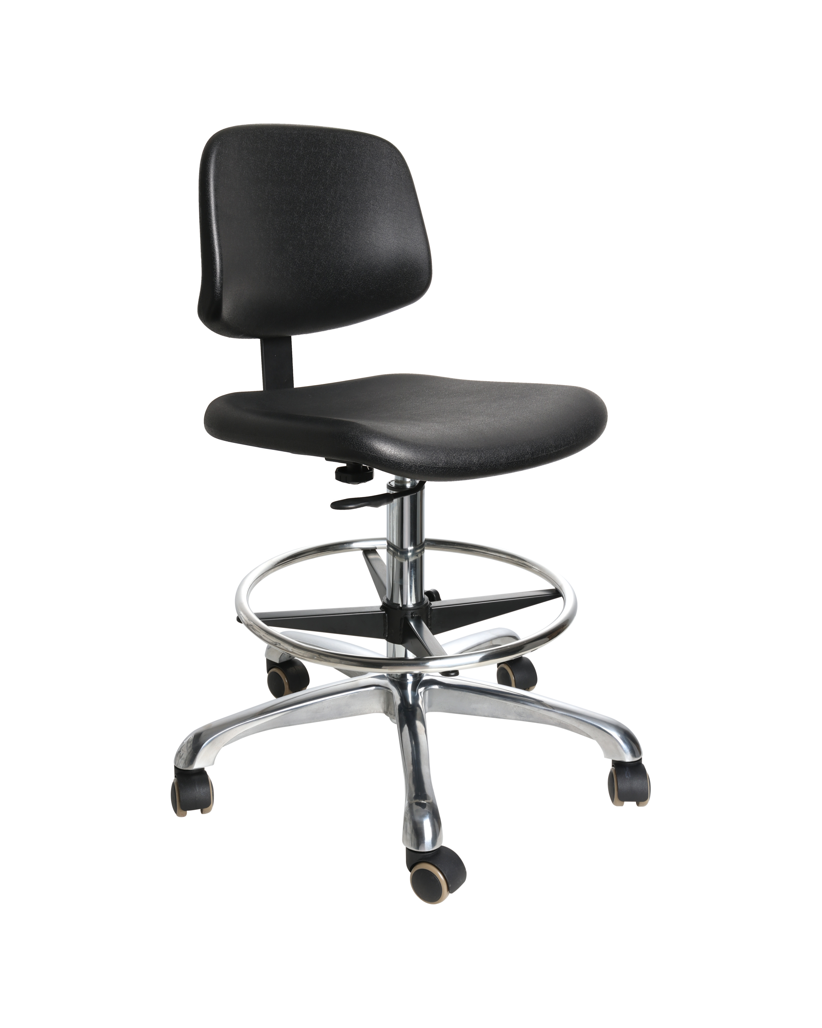 Anti-static swivel stool with antimicrobial polyurethane seat and five-leg base laboratory seating