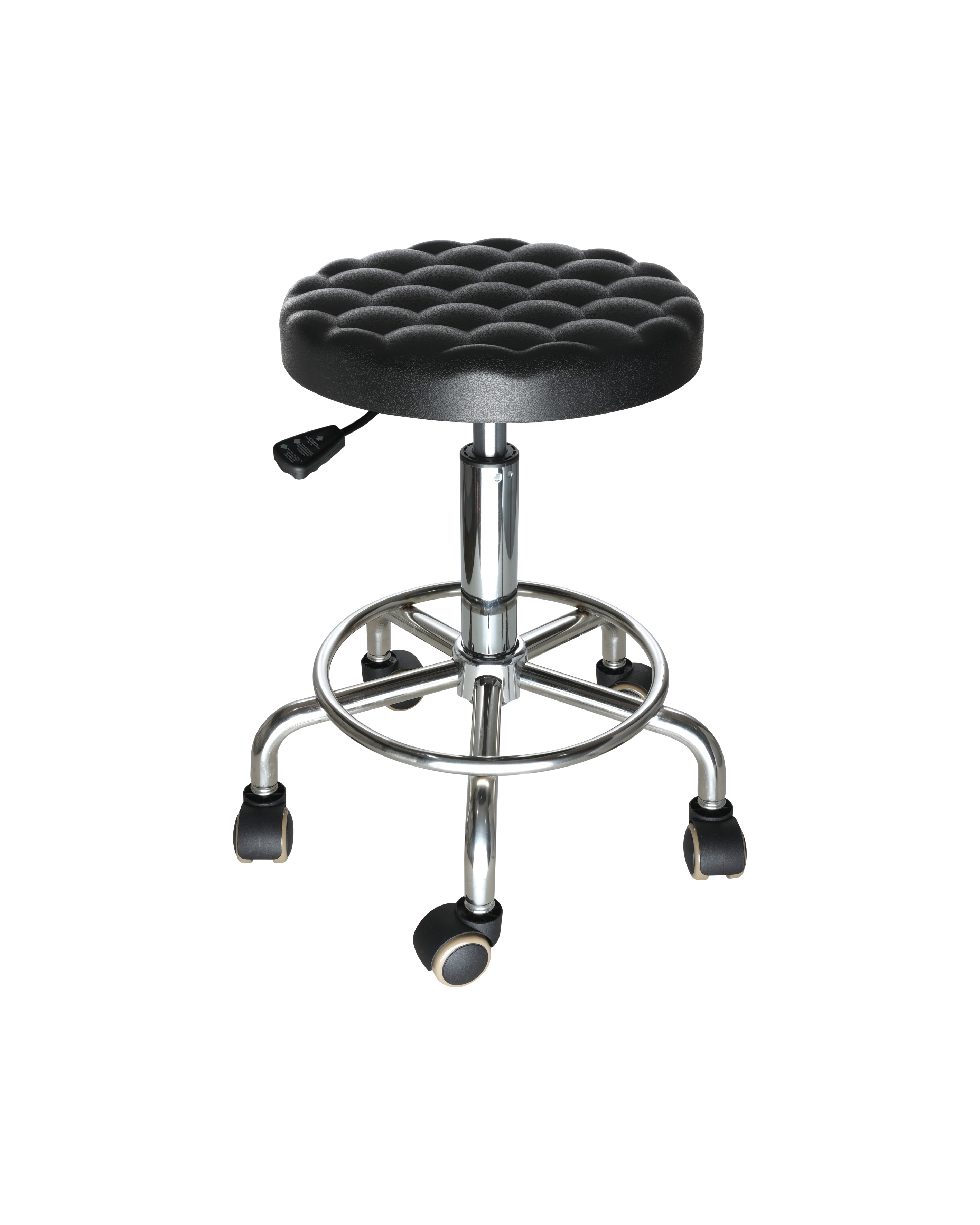 Industrial Polyurethane Lab Chair with Adjustable Height and Chrome Foot Ring