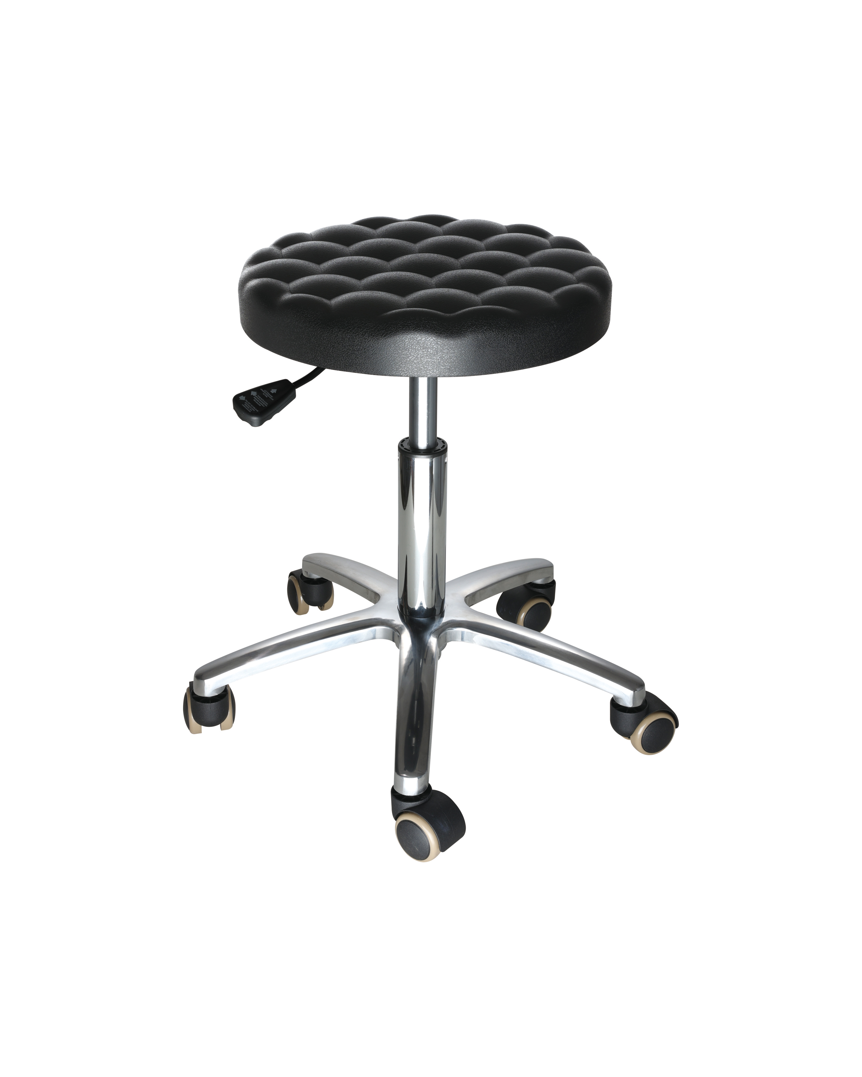 Industrial Polyurethane Rolling Stool with Chrome Foot Ring Laboratory Stool