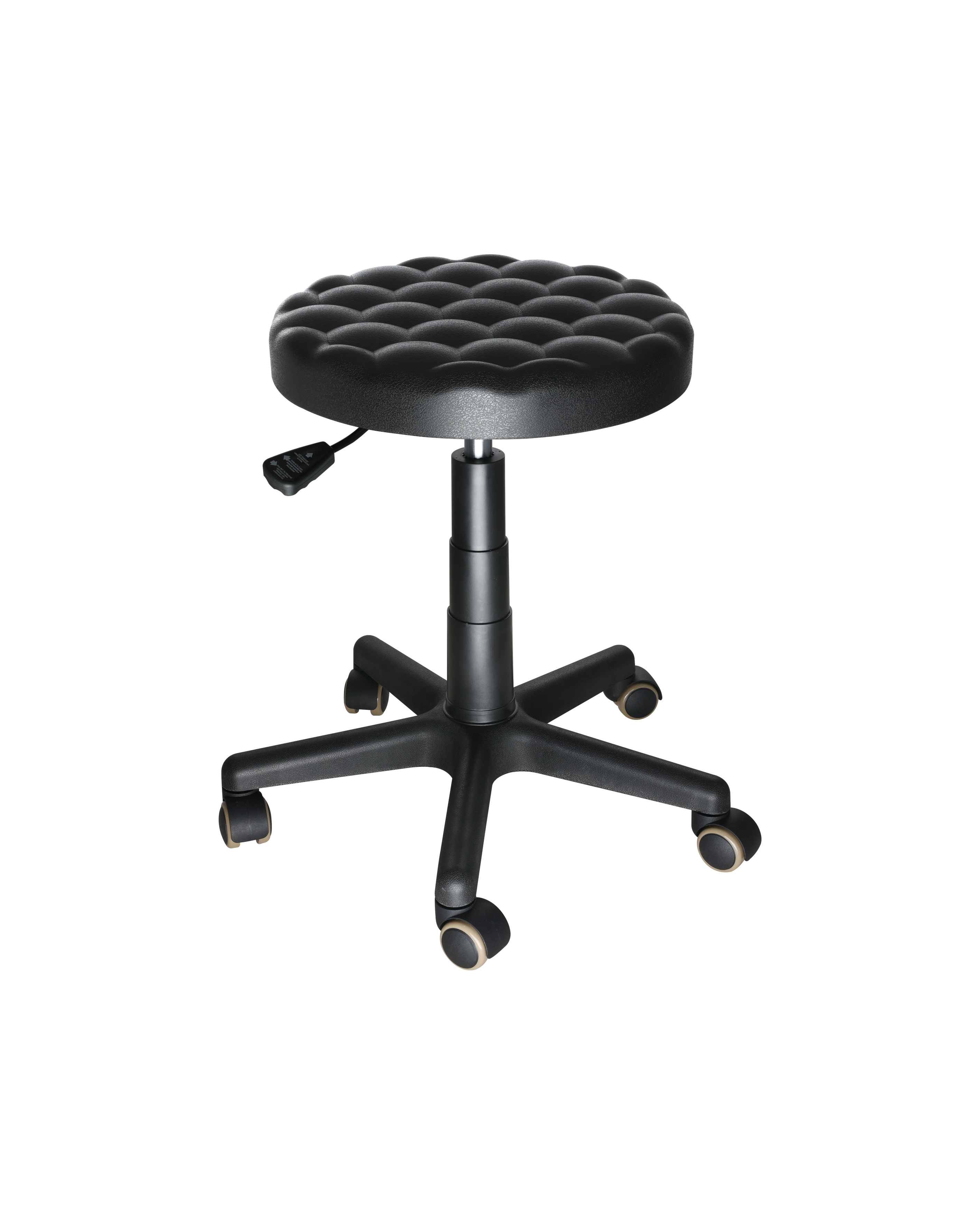 Industrial Polyurethane Rolling Stool with Chrome Foot Ring Laboratory Stool