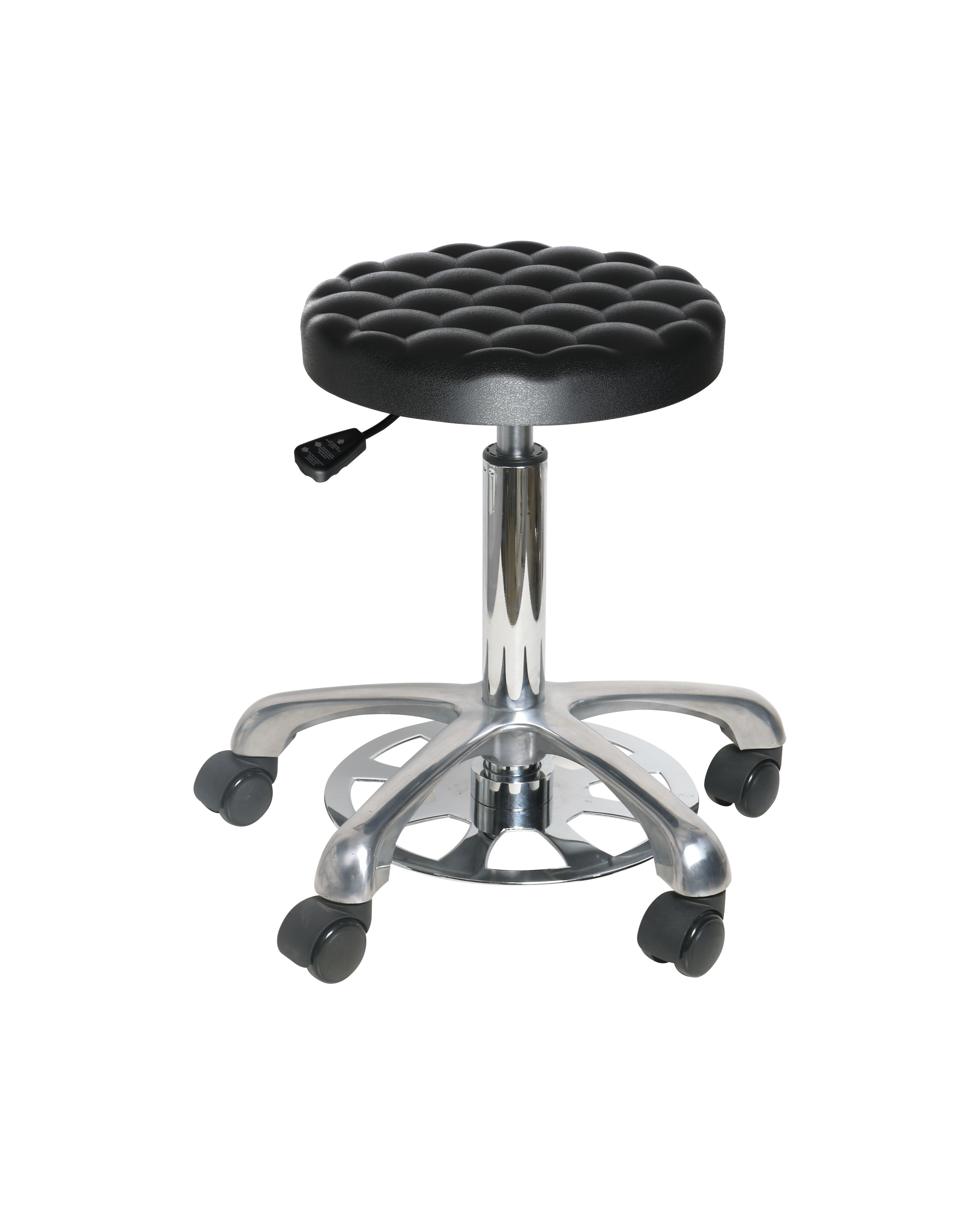 Industrial Polyurethane Rolling Stool with Chrome Foot Ring Laboratory Stool